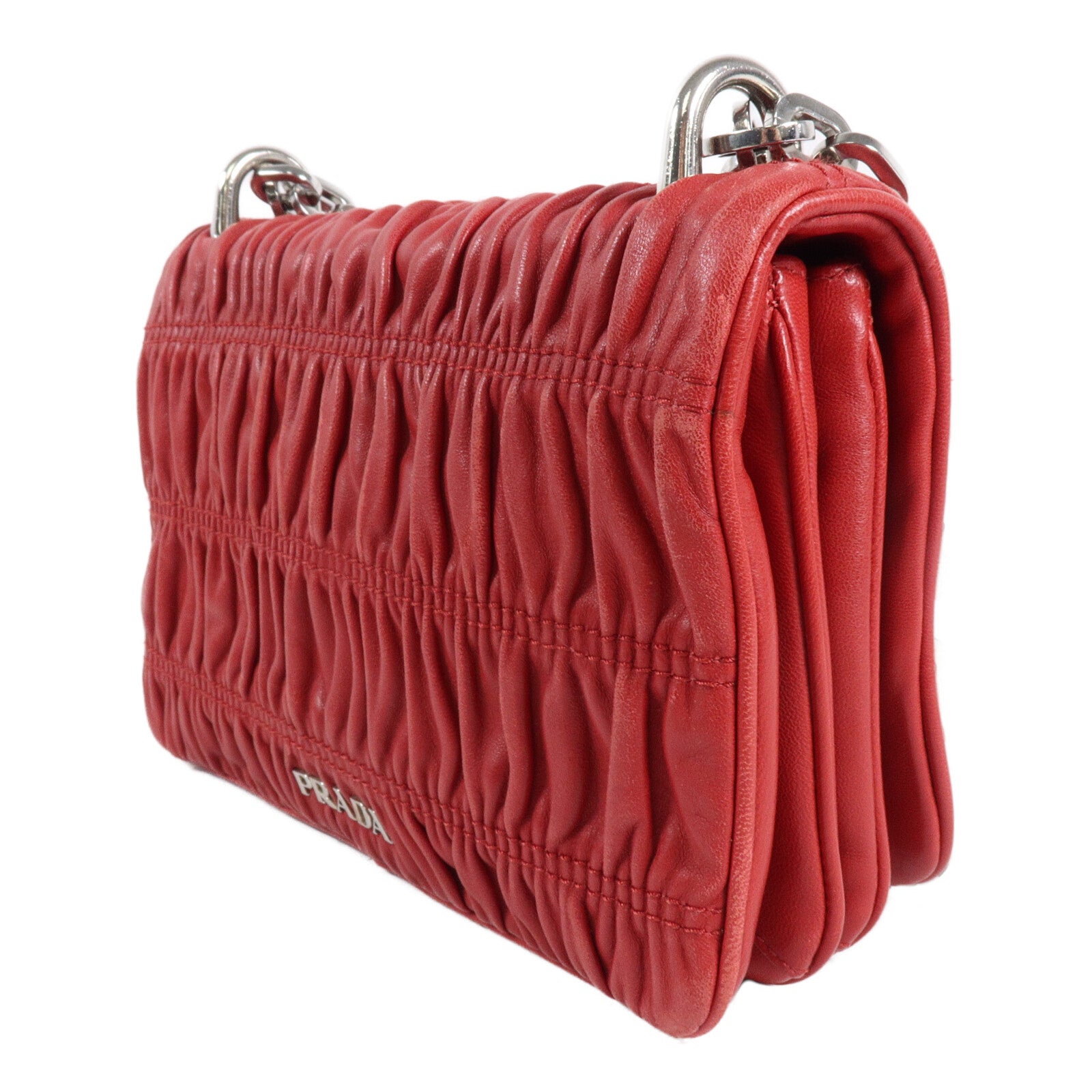 PRADA 羊皮皮革Chain Shoulder鏈帶手挽袋