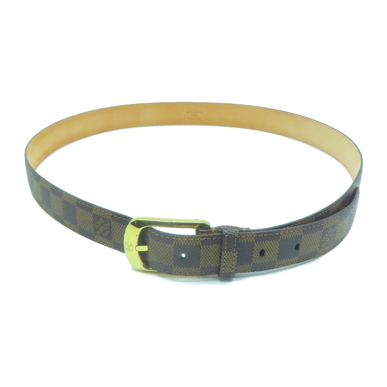 LOUIS VUITTON 【激減優惠】Damier Belt金扣皮帶啡色