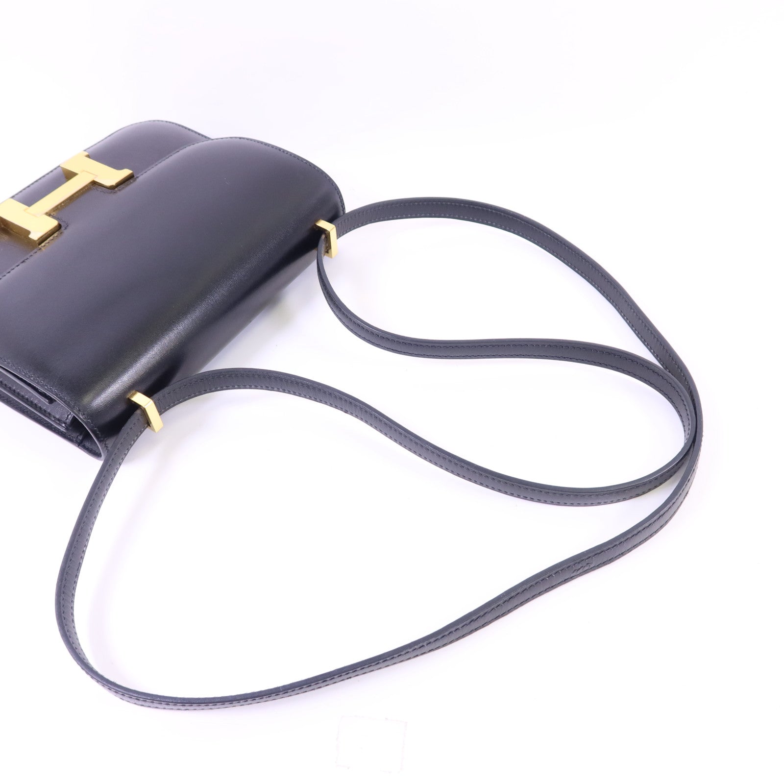 HERMES Box Calf皮革Constance Mini金扣肩背袋Noir