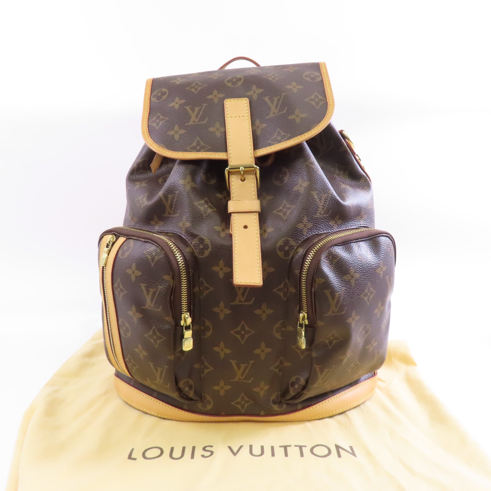 LOUIS VUITTON Monogram Bosphore金扣背包棕色