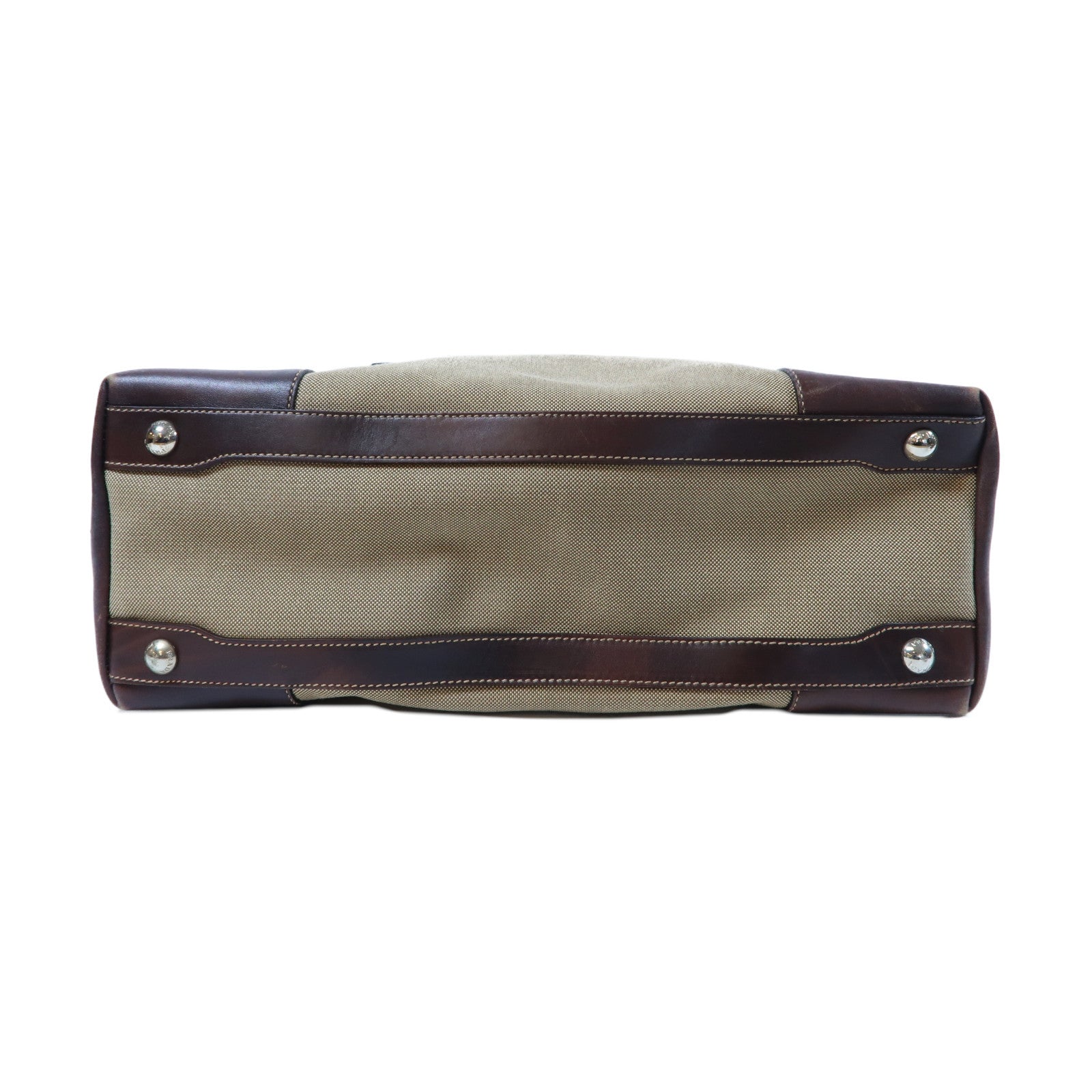 PRADA 帆布Shoulder Bag銀扣手挽肩背兩用袋啡色