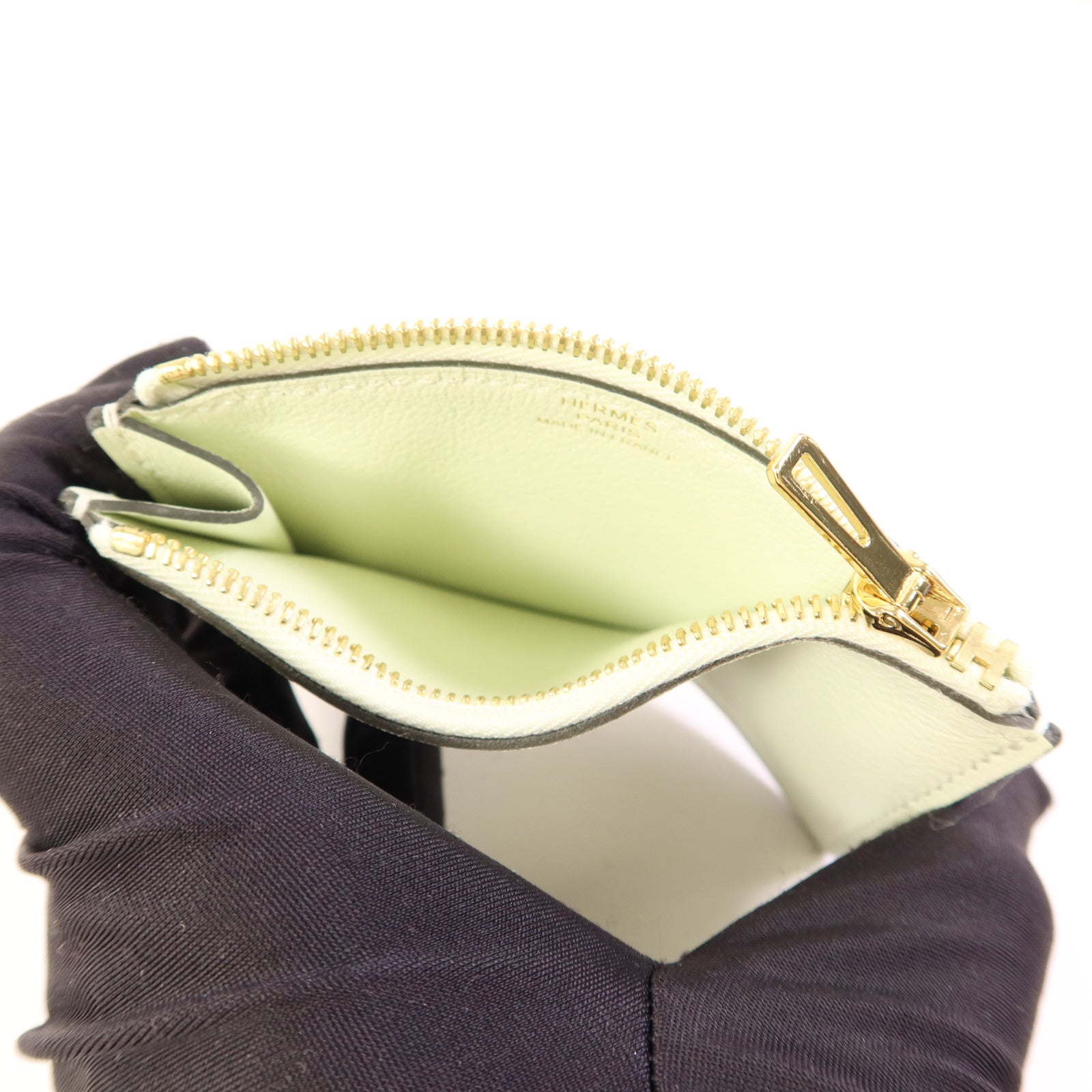 HERMES Evercolor皮革Roulis Slim金扣手拿包Gold