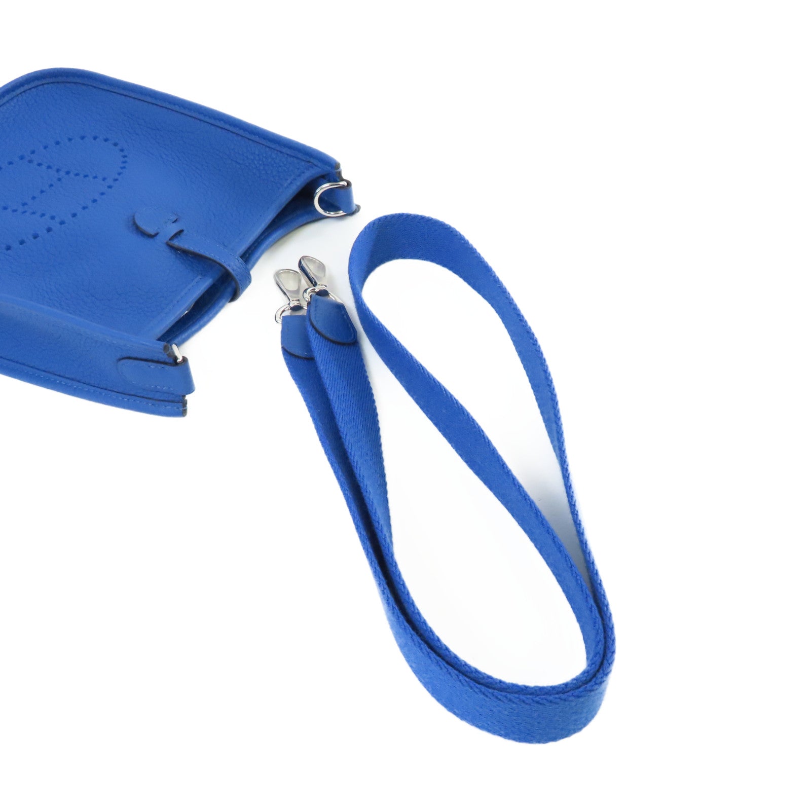 HERMES **【激減優惠】Clemence皮革Evelyne TPM Shoulder Bag銀扣肩背袋71 Frances Blue/法國藍色