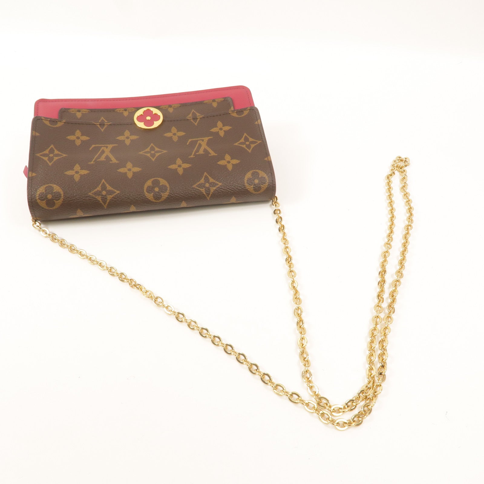 LOUIS VUITTON Monogram Portefeuille Flore鏈帶肩背袋
