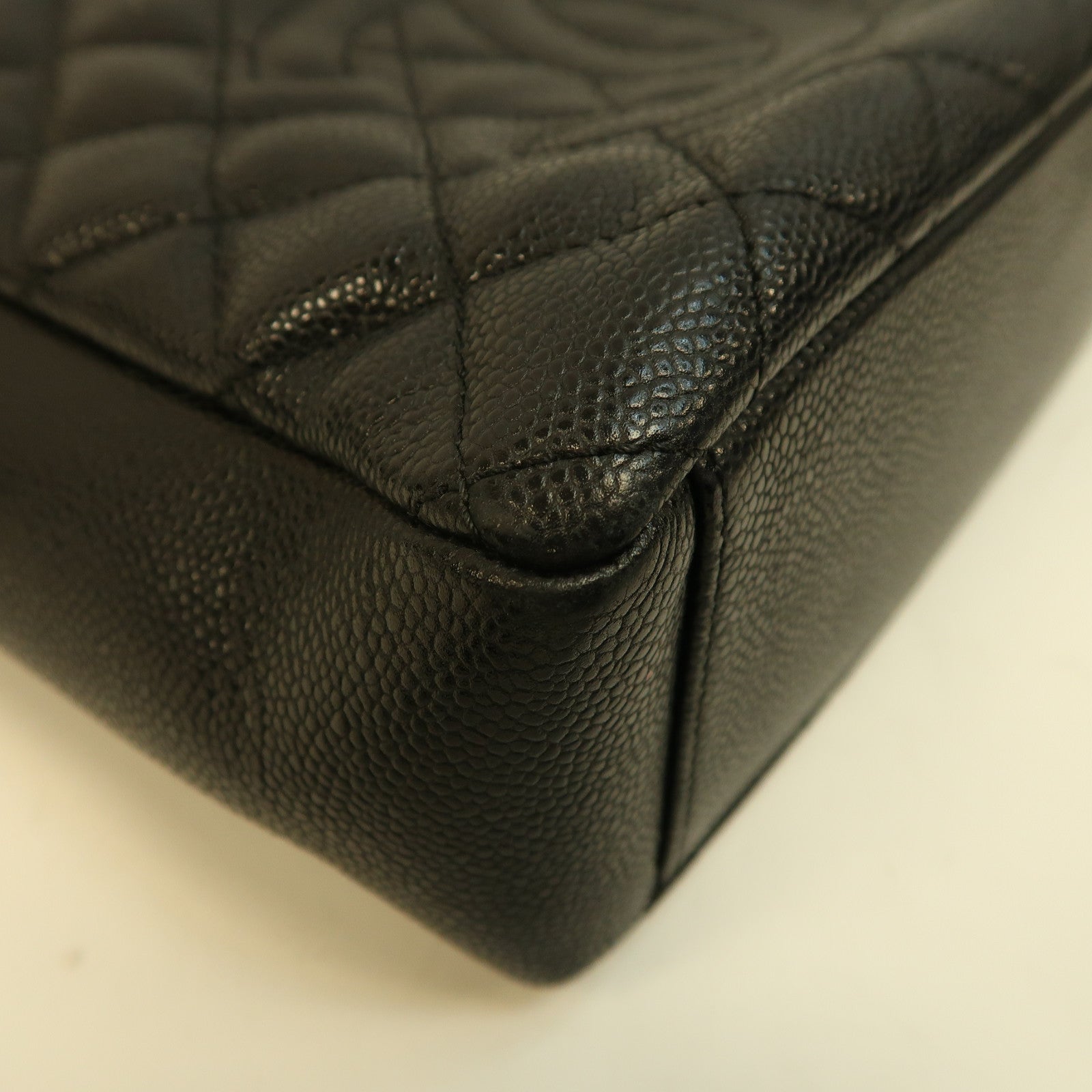 CHANEL 菱格Caviar皮革PST Petite Shopping Tote Bag金扣鏈帶手挽袋黑色