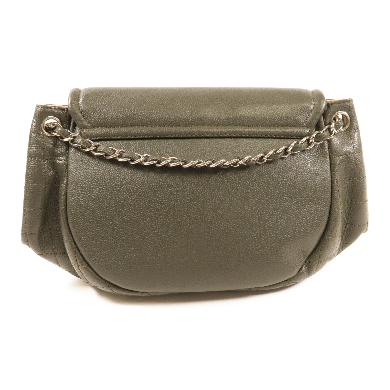 CHANEL 牛皮皮革Shoulder Bag銀扣鏈帶肩背袋