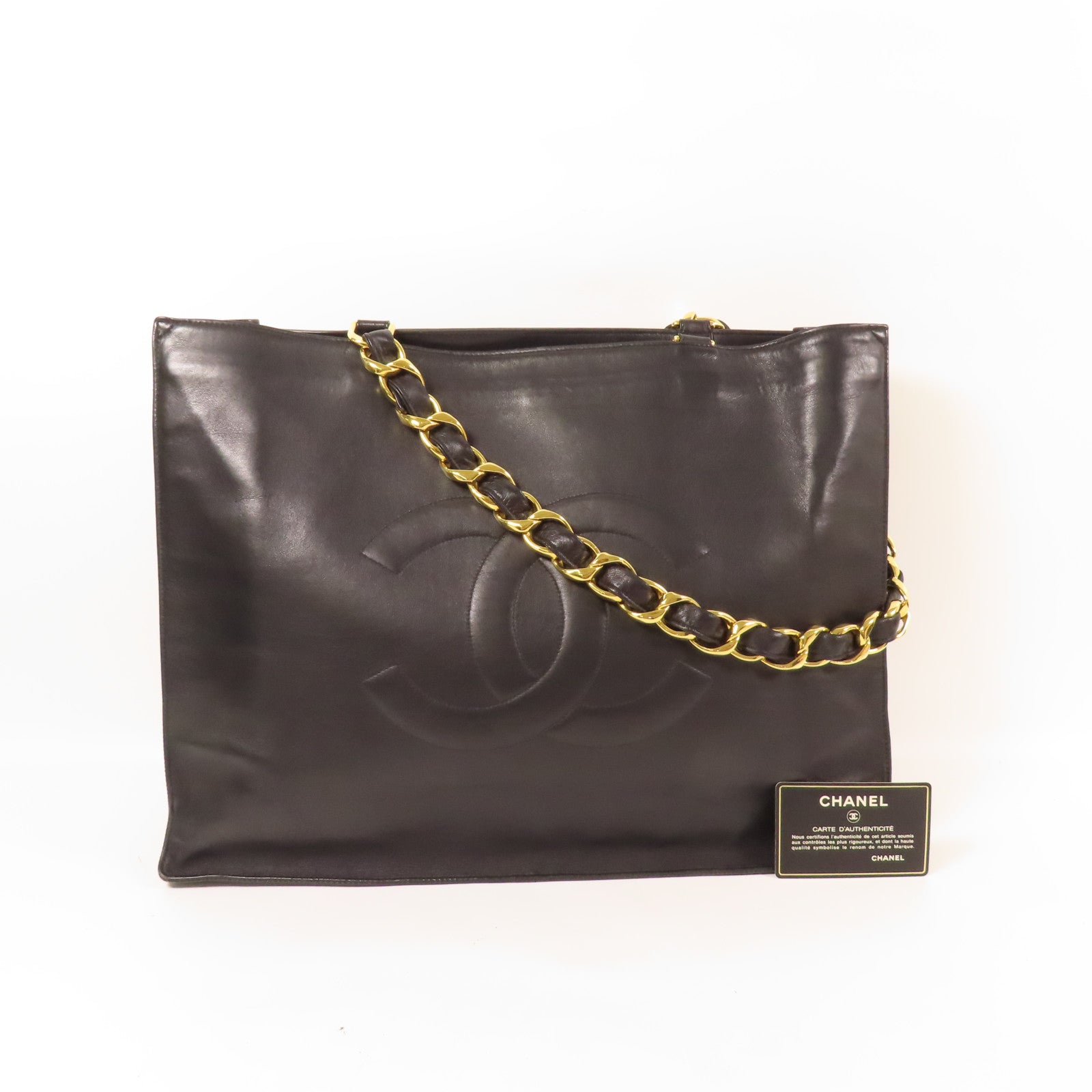 CHANEL 皮革Shoulder Tote金扣肩背袋/手挽袋