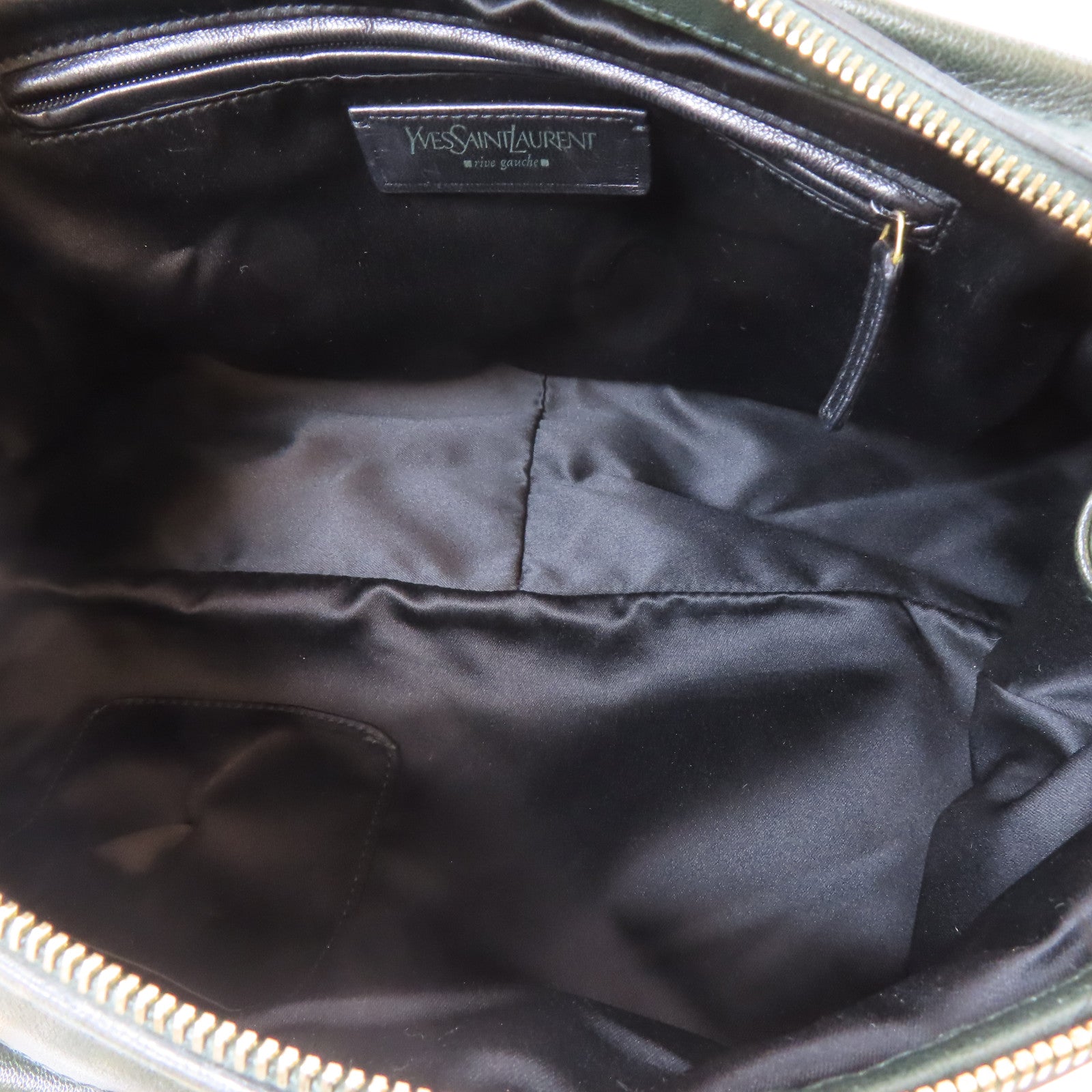 YVES SAINT LAURENT 【激減優惠】牛皮皮革Handbag金扣手挽袋深綠色