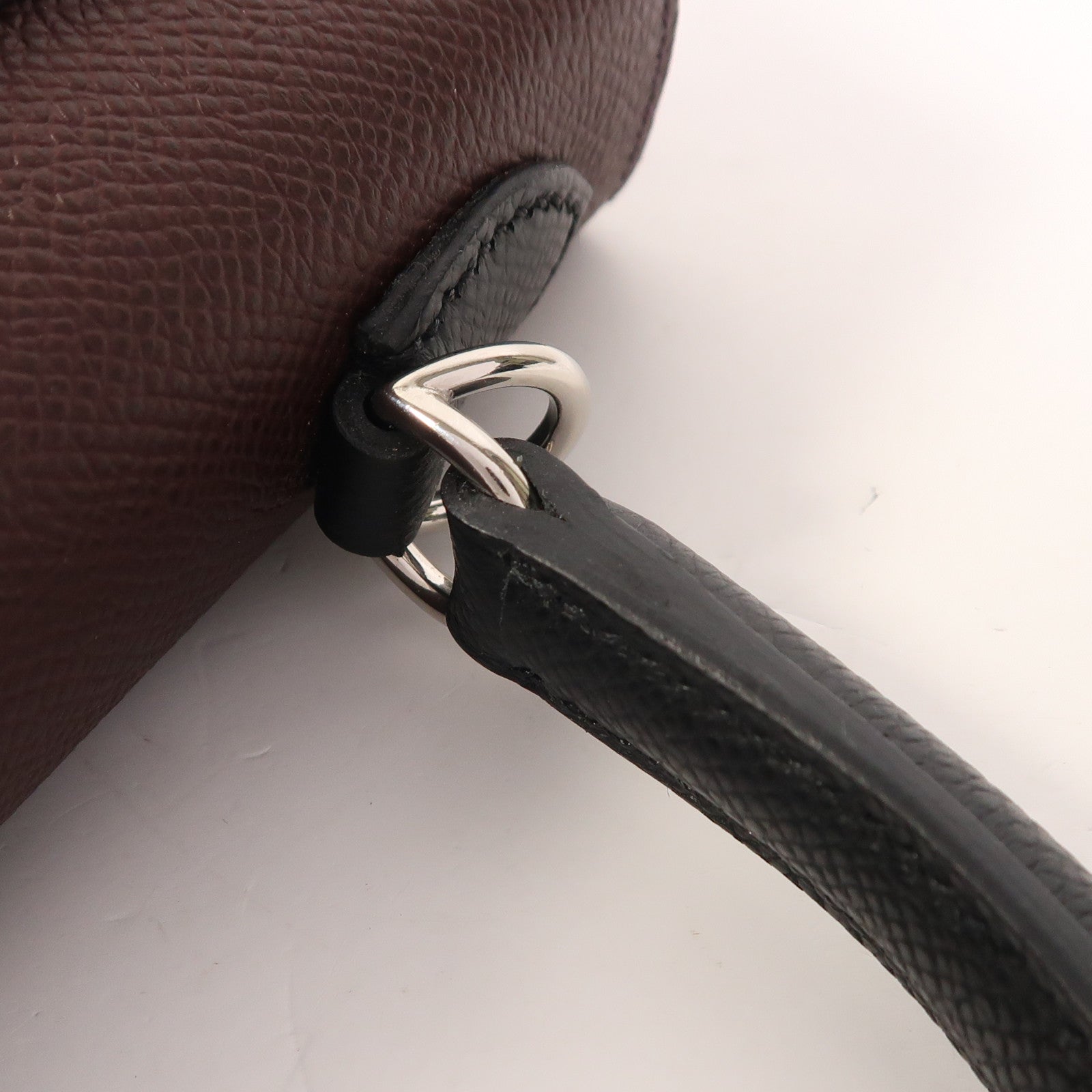 HERMES Epsom皮革Kelly 25銀扣手挽肩背兩用袋Rouge Sellier/Mauve Pale/Noir