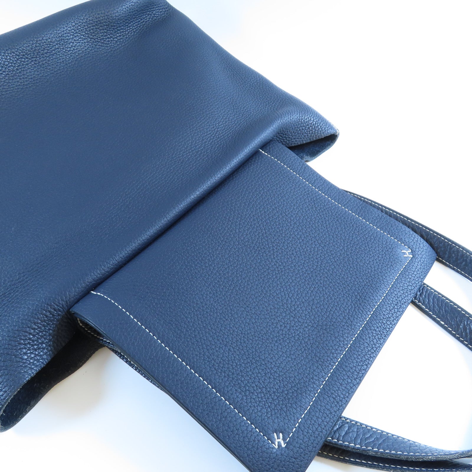 HERMES 【激減優惠】Clemence皮革Cabasellier 31肩背袋Bleu Nuit午夜藍色