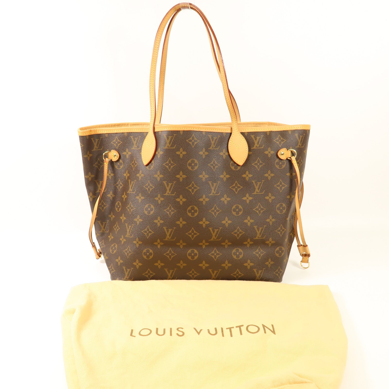 LOUIS VUITTON Monogram Neverfull MM金扣手挽袋