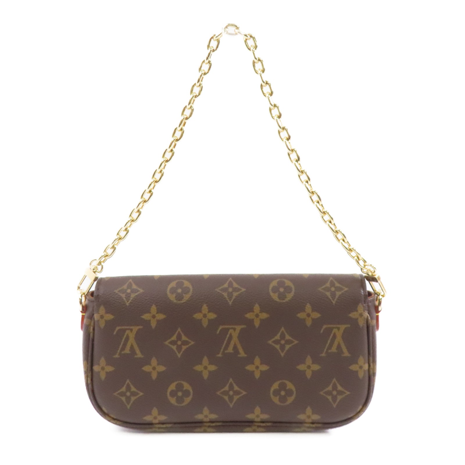 LOUIS VUITTON Monogram Wallet On Chain Ivy金扣鏈帶肩背袋啡色