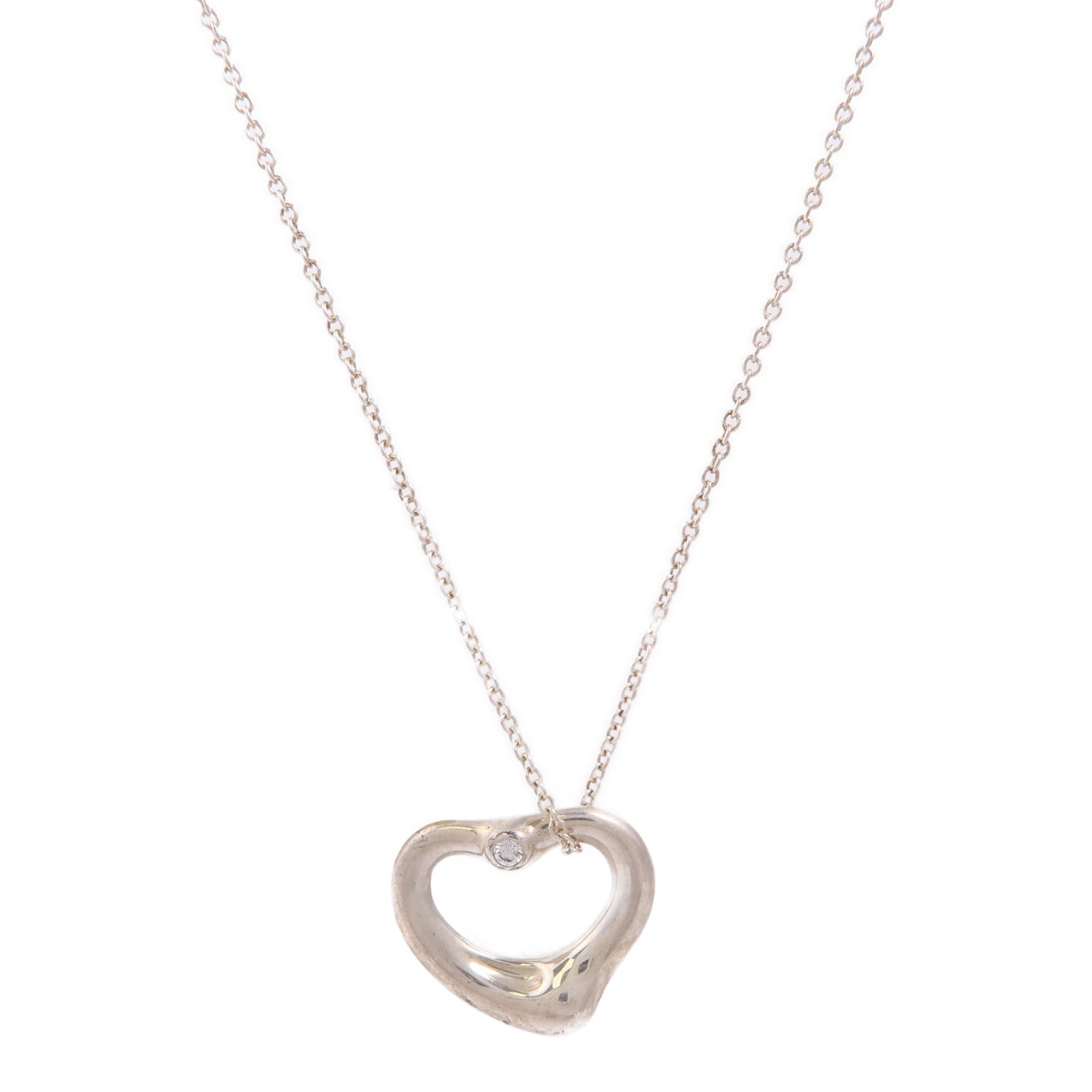 TIFFANY＆CO 925純銀Peretti Heart Necklace鑽石項鍊