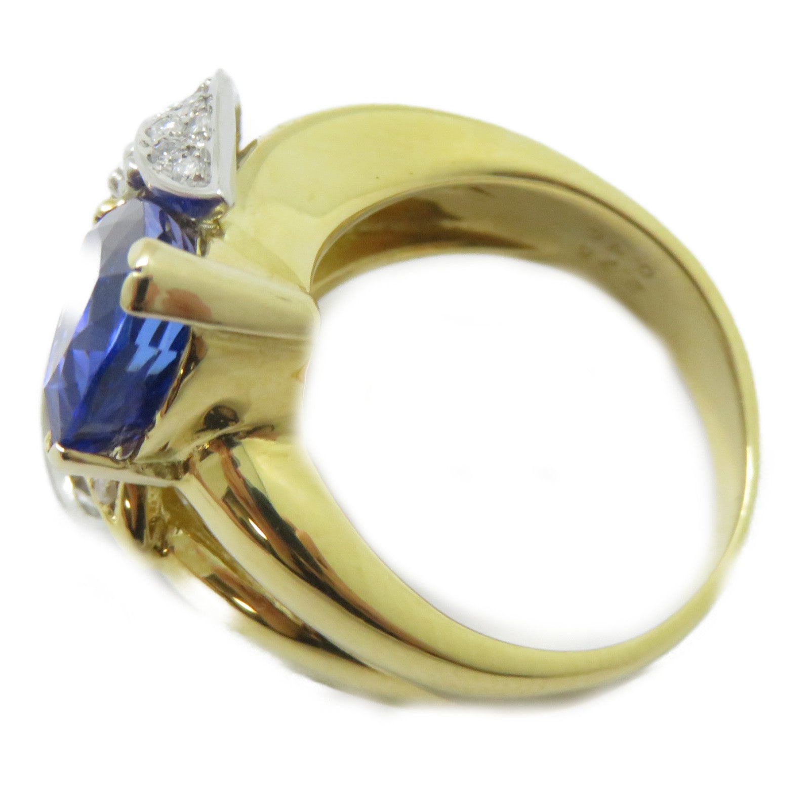 JEWELRY 【激減優惠】18K黃金/PT900鉑金Tanzanite Ring 2.76ct坦桑石/0.45ct鑽石戒指US#6