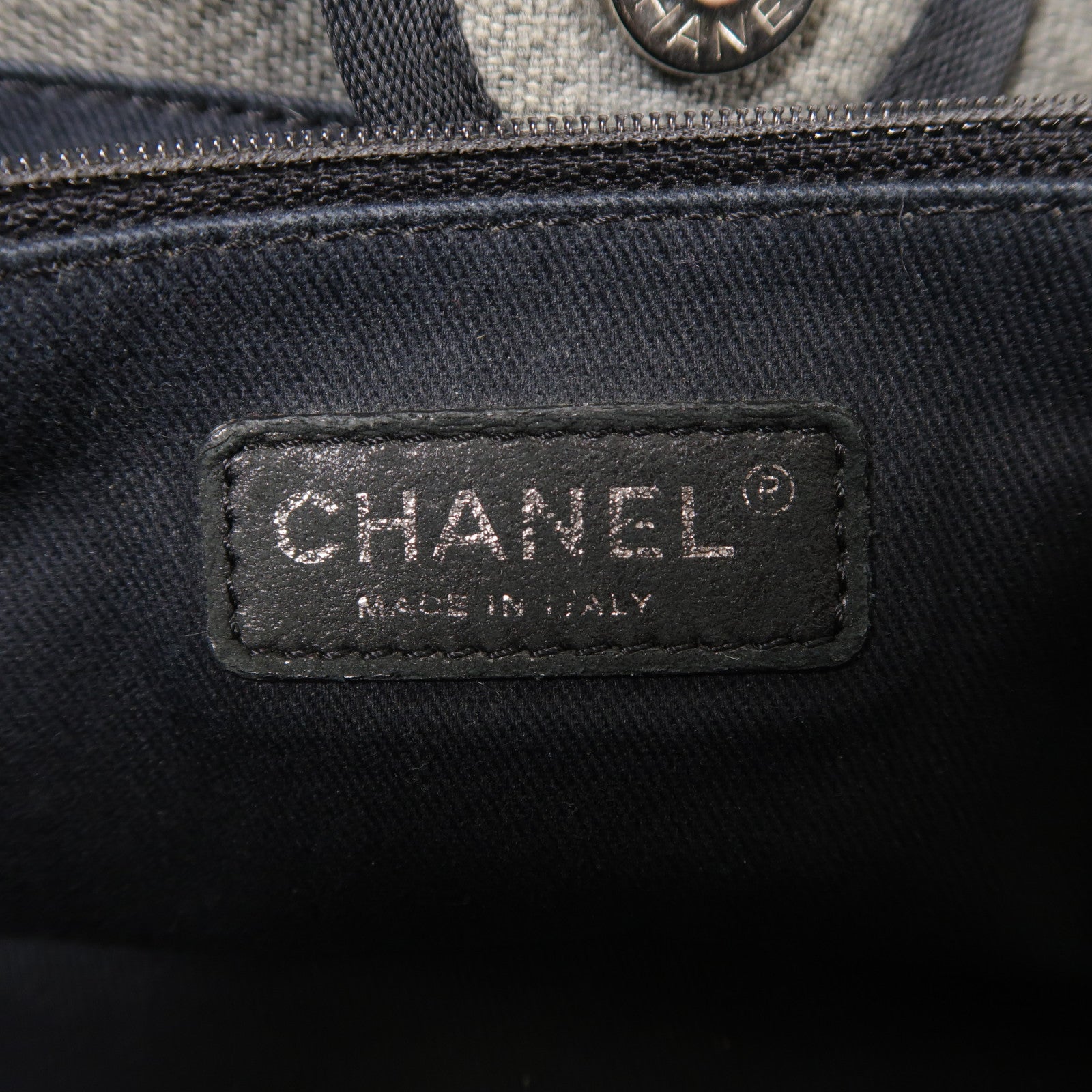 CHANEL 帆布Deauville Tote銀扣肩背袋
