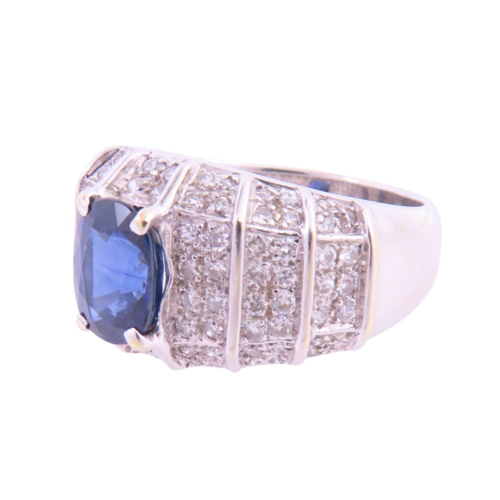 JEWELRY 【激減優惠】18K白金/藍寶石/鑽石Sapphire Diamond Ring戒指US#6.5