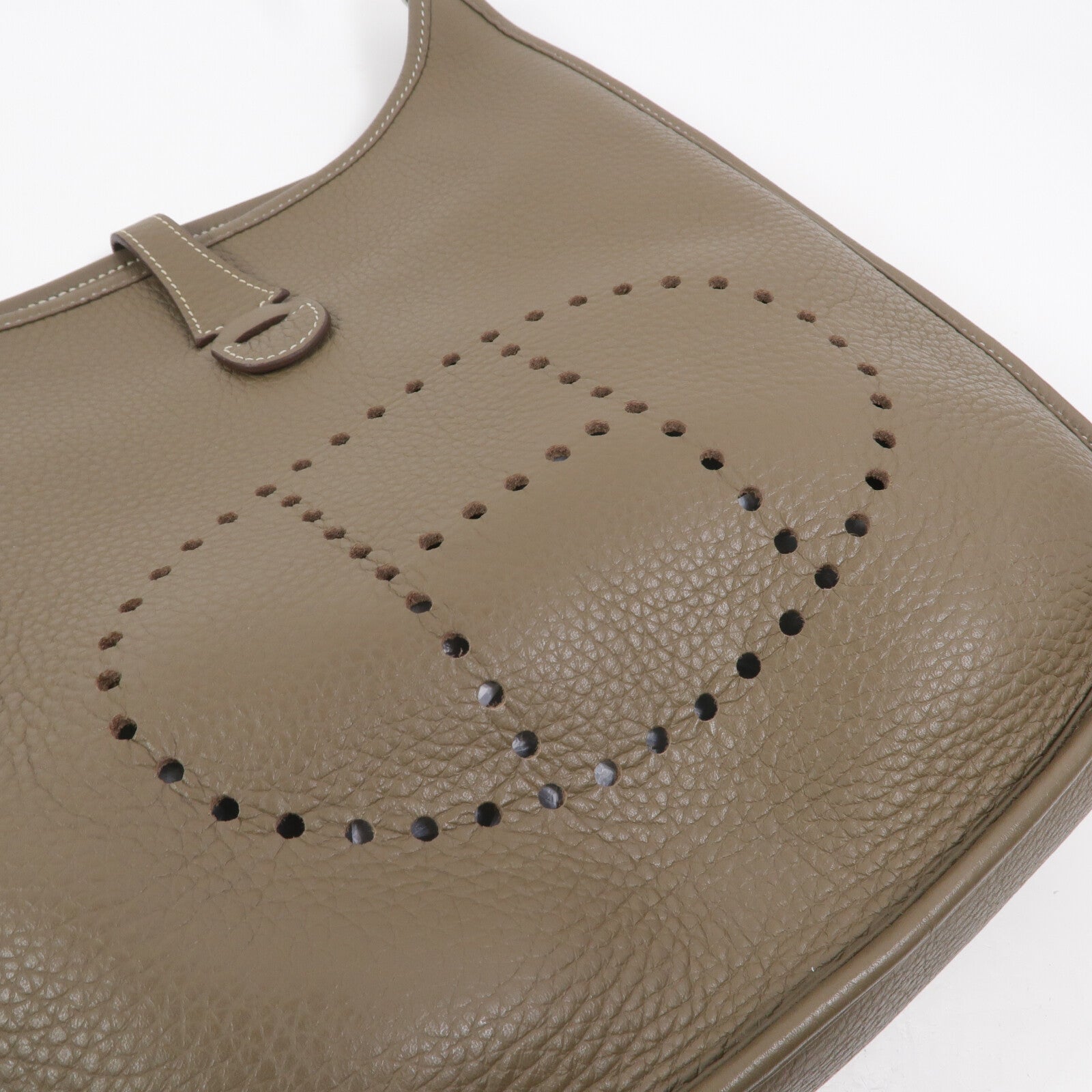 HERMES Clemence皮革Evelyne PM肩背袋Etoupe