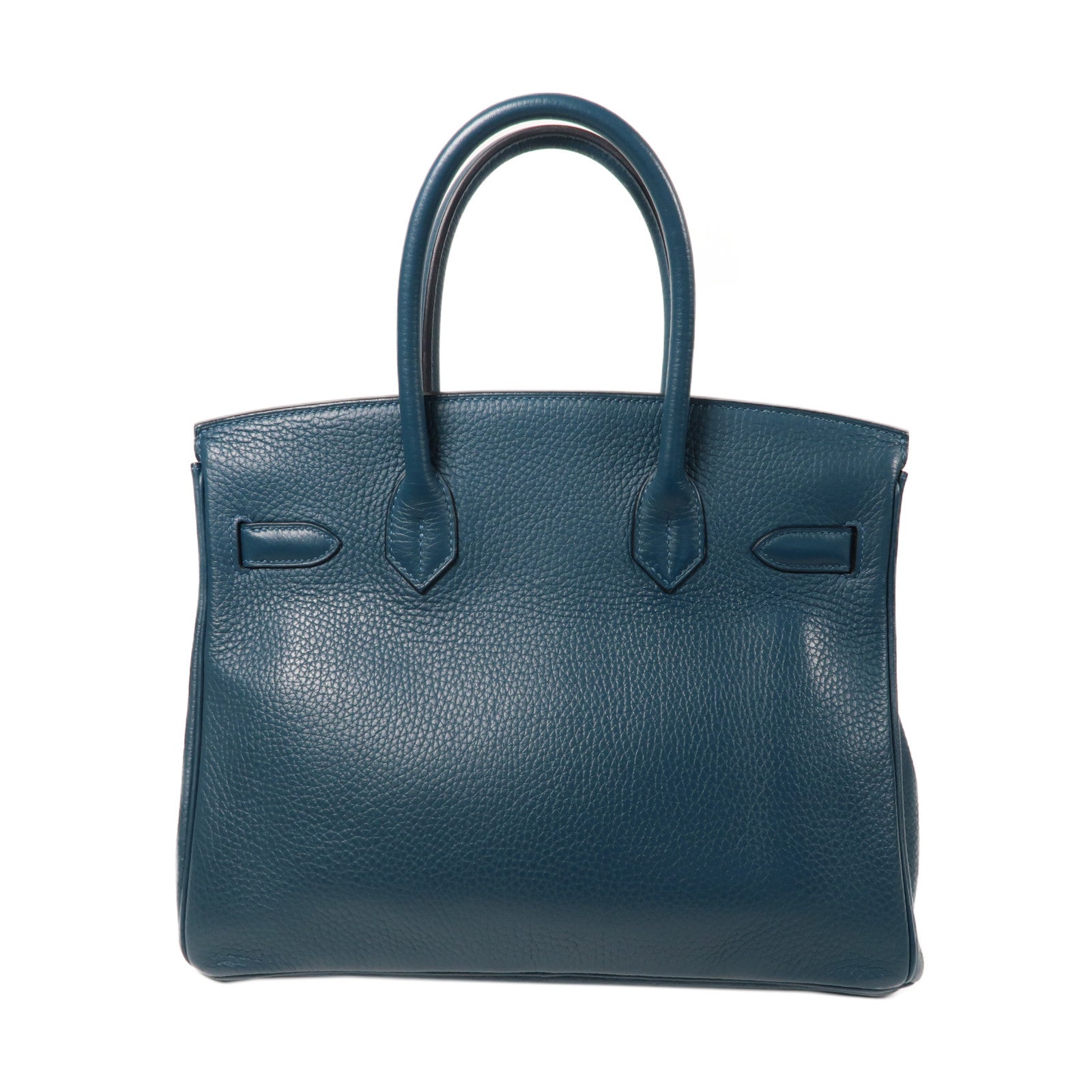 HERMES Clemence皮革Birkin 30銀扣手挽袋鴨子藍色