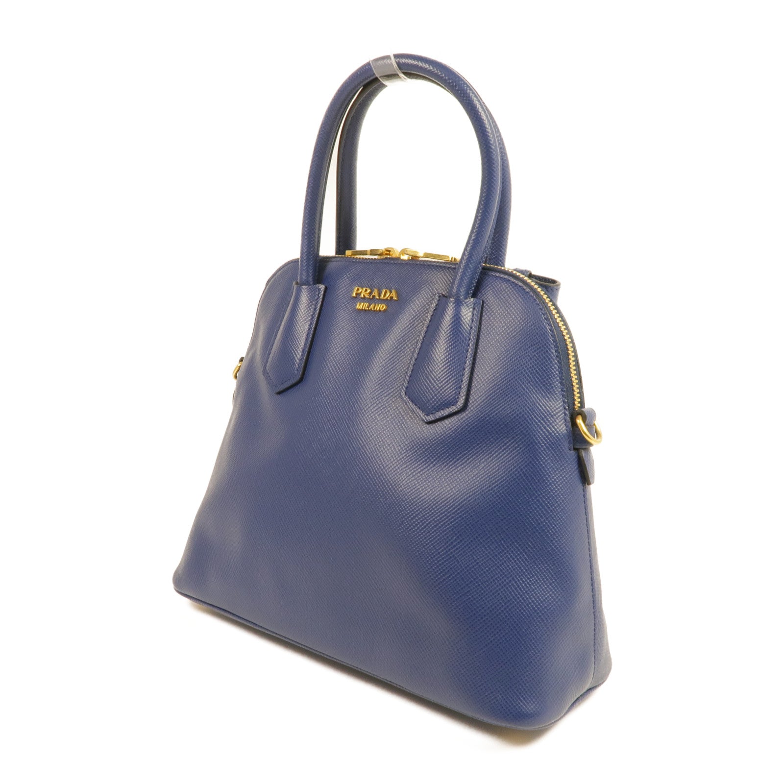 PRADA Saffiano皮革Lux Dome Bag金扣手挽肩背兩用袋