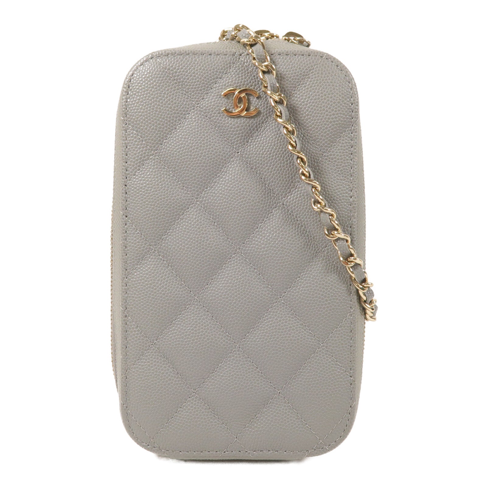 CHANEL 【激減優惠】牛皮皮革Phone Bag金扣鏈帶肩背袋