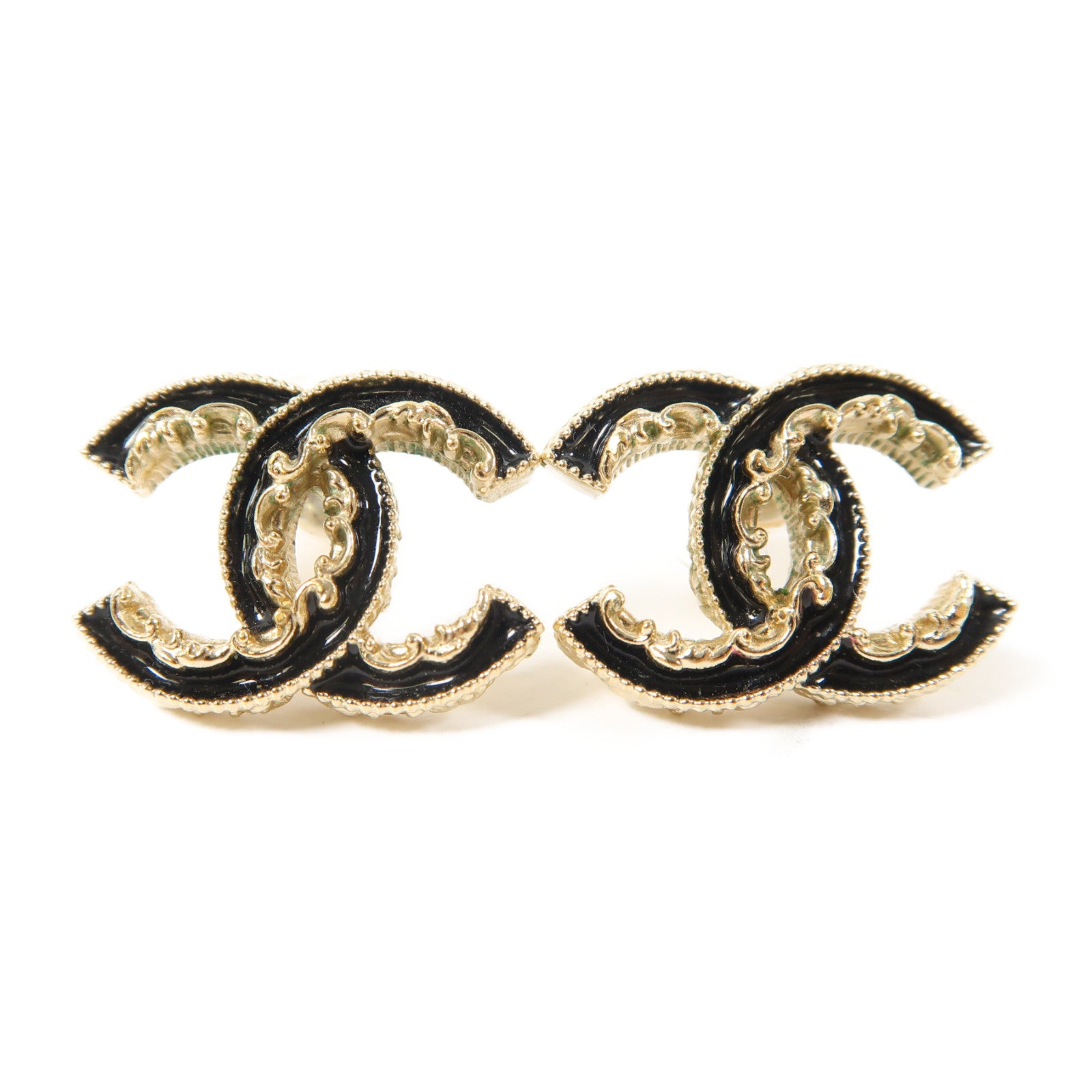 CHANEL 金屬Earrings耳環黑色/金色