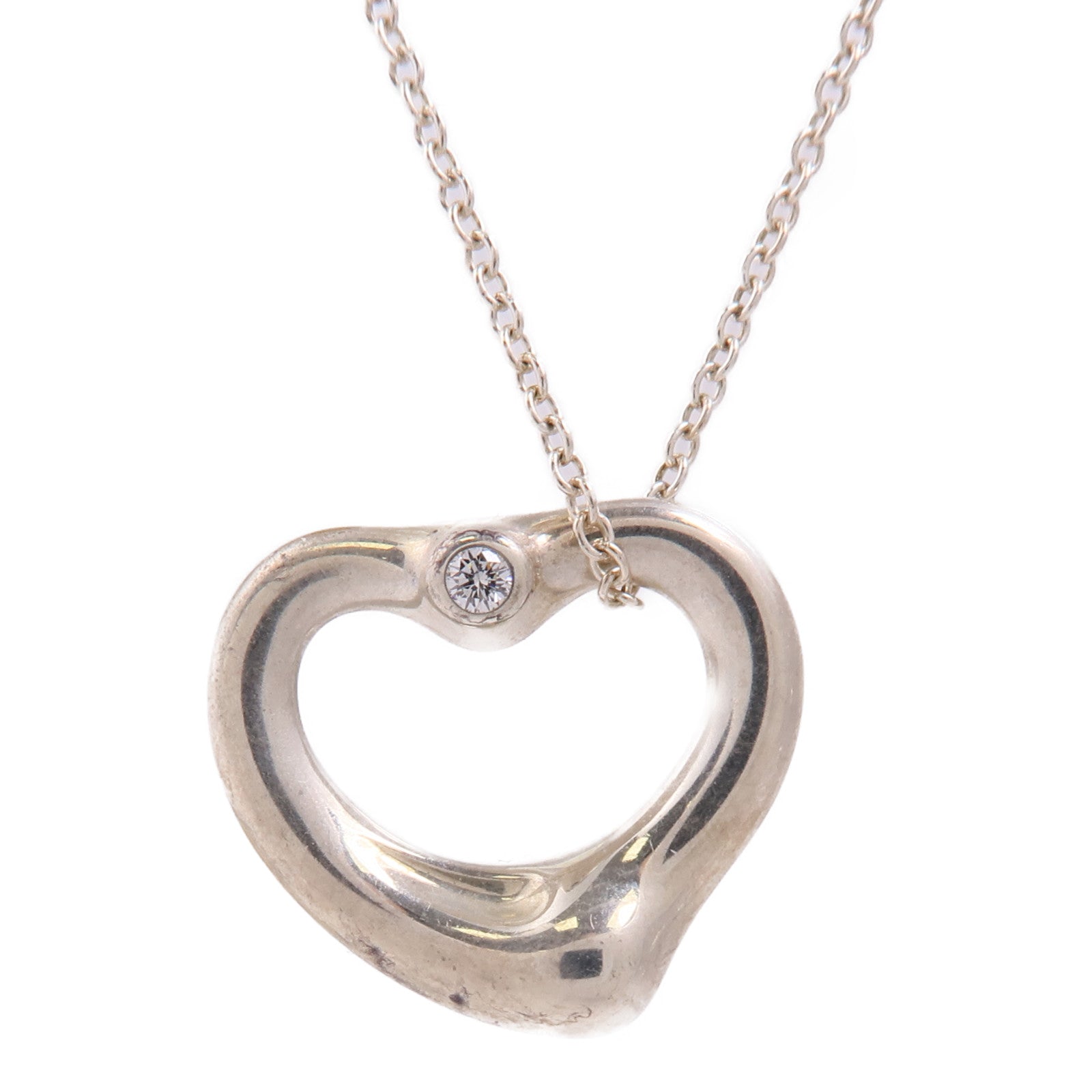 TIFFANY＆CO 925純銀Peretti Heart Necklace鑽石項鍊
