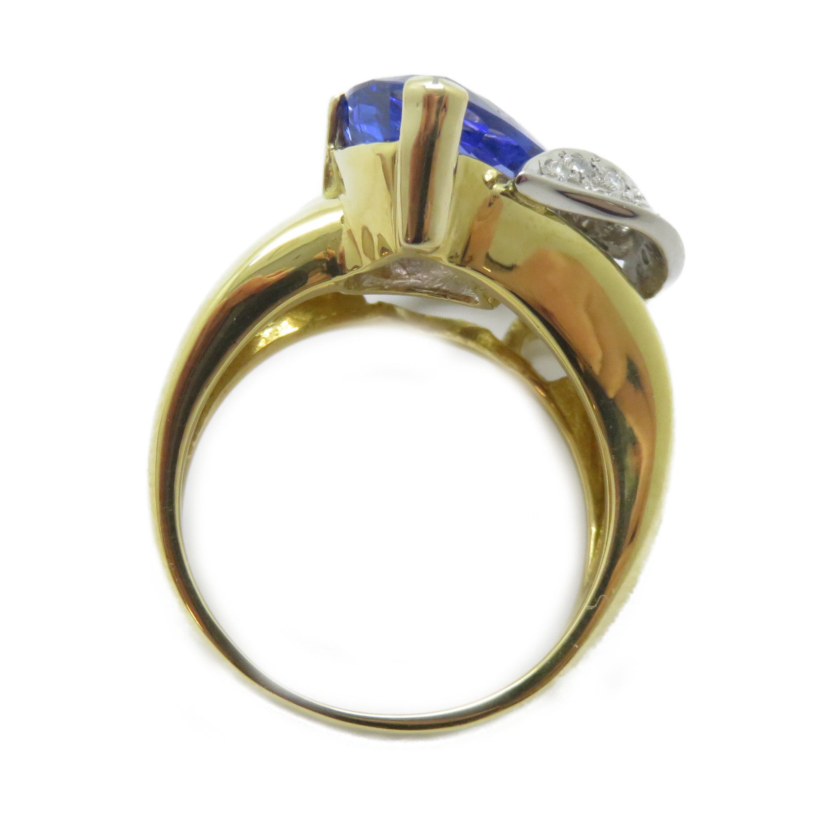 JEWELRY 【激減優惠】18K黃金/PT900鉑金Tanzanite Ring 2.76ct坦桑石/0.45ct鑽石戒指US#6