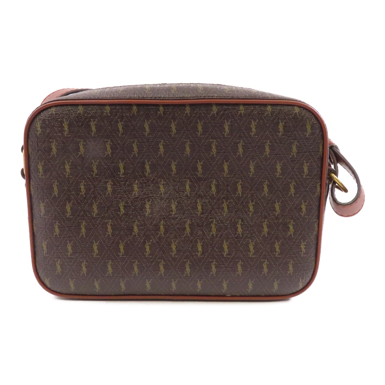 SAINT LAURENT 塗層帆布/皮革Shoulder Bag金扣肩背袋啡色
