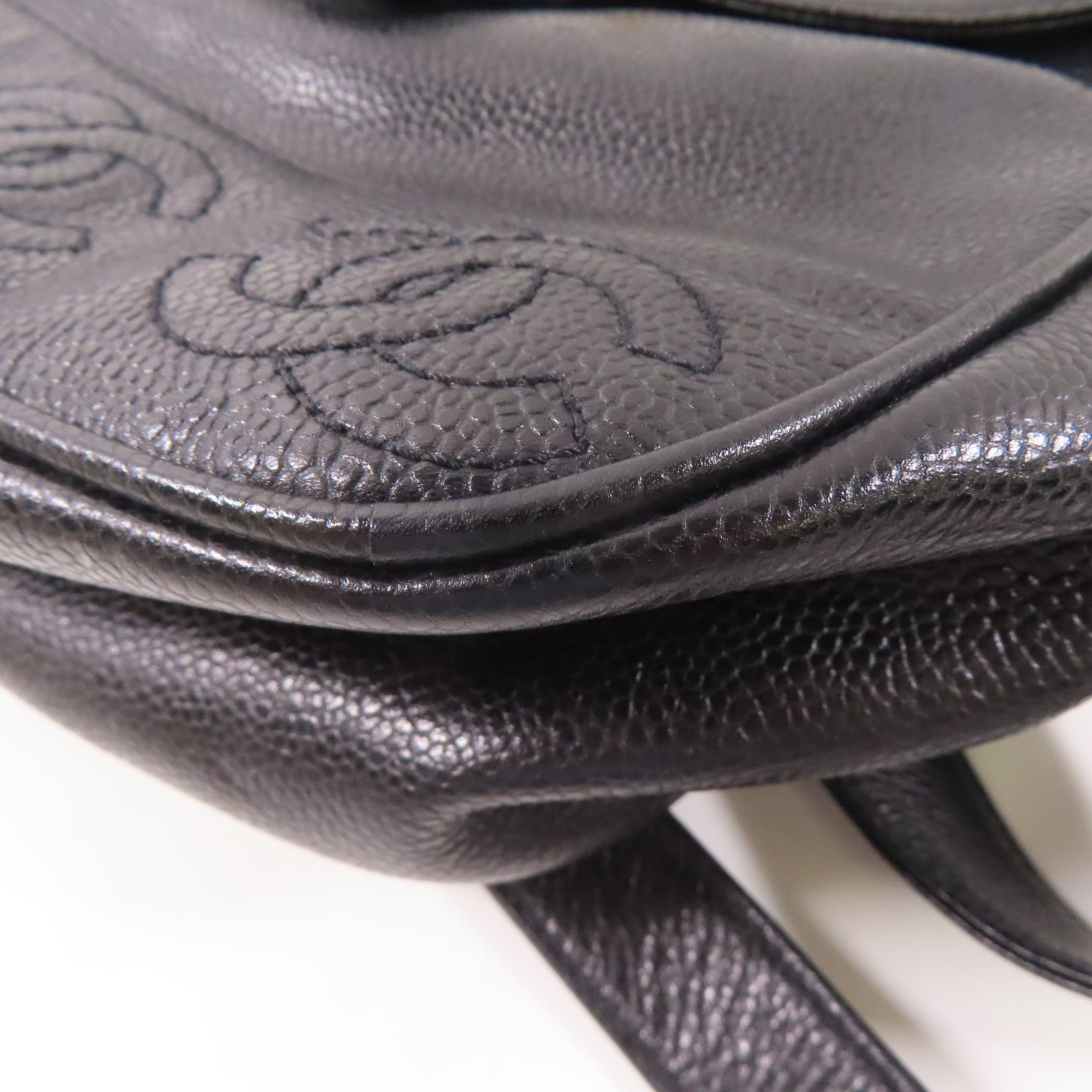 CHANEL【激減優惠】 牛皮皮革Backpack金扣鏈帶背包黑色