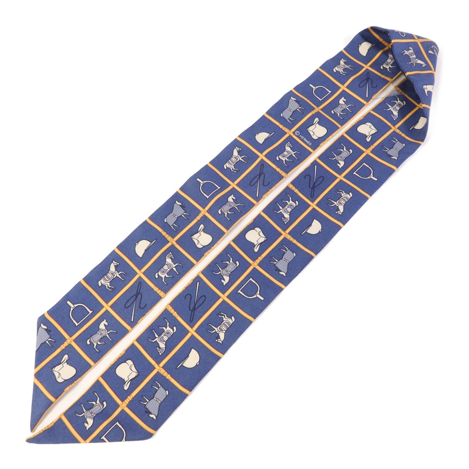 HERMES 絲質Twilly絲巾Blue