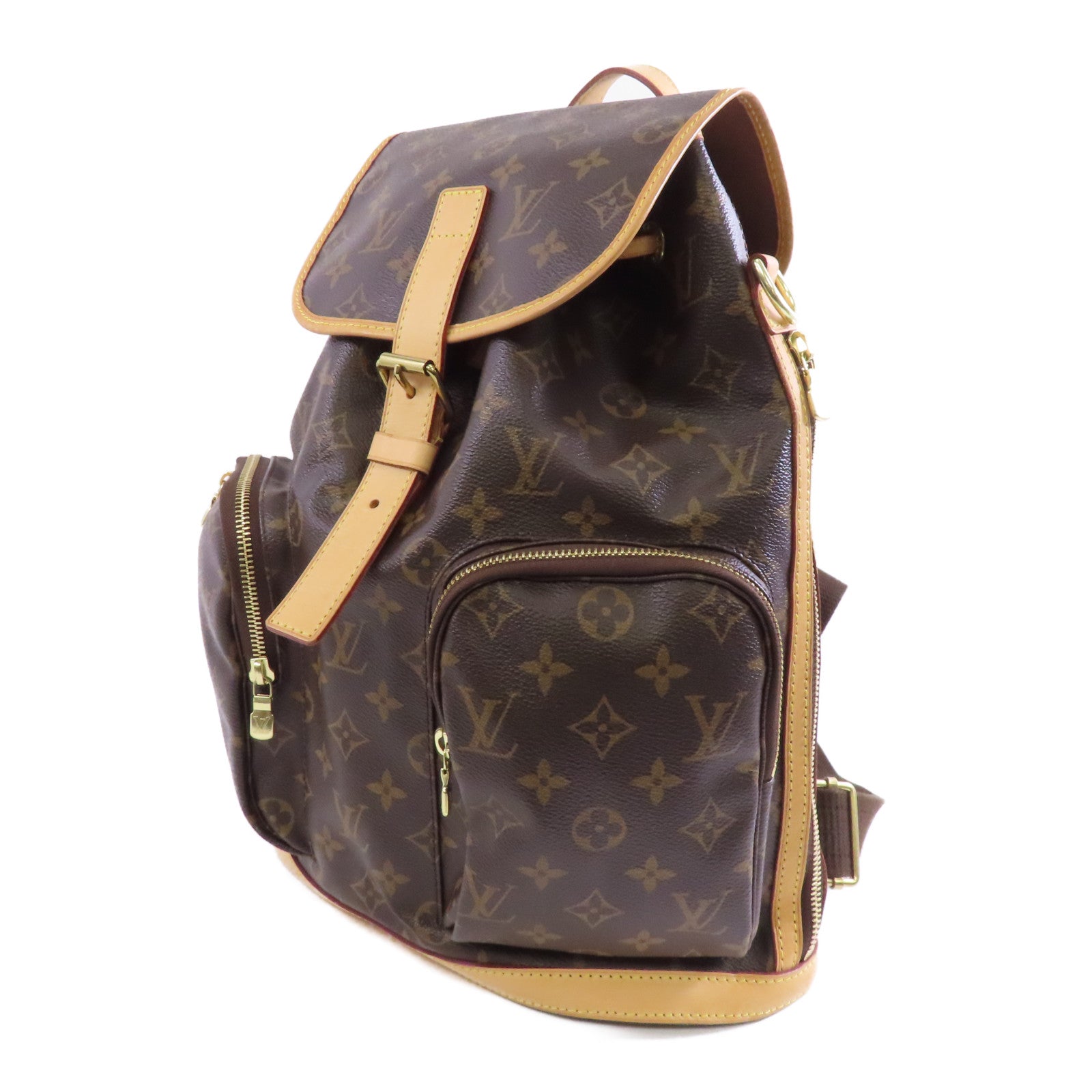 LOUIS VUITTON Monogram Bosphore金扣背包棕色