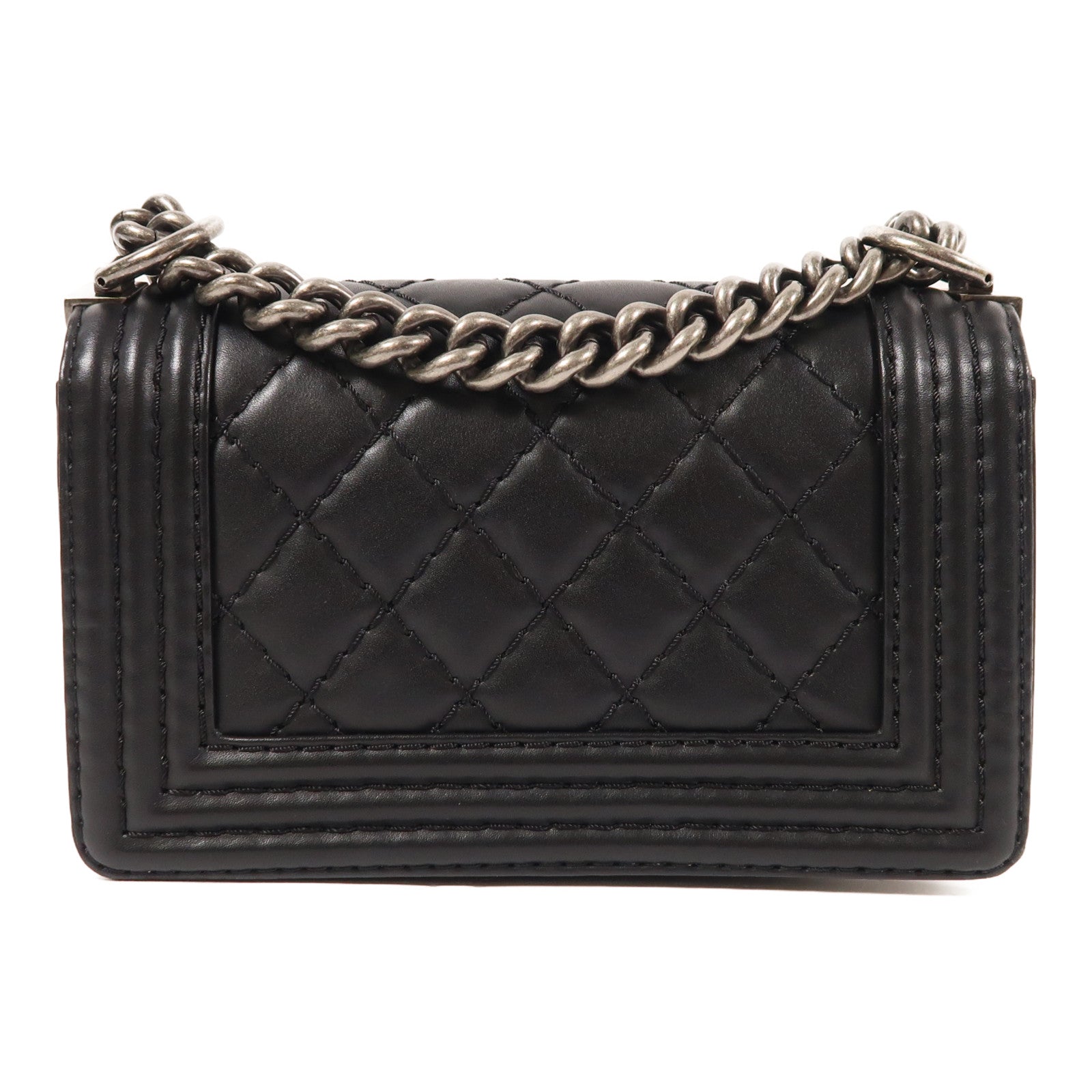 CHANEL 皮革Boy 20銀扣鏈帶肩背袋