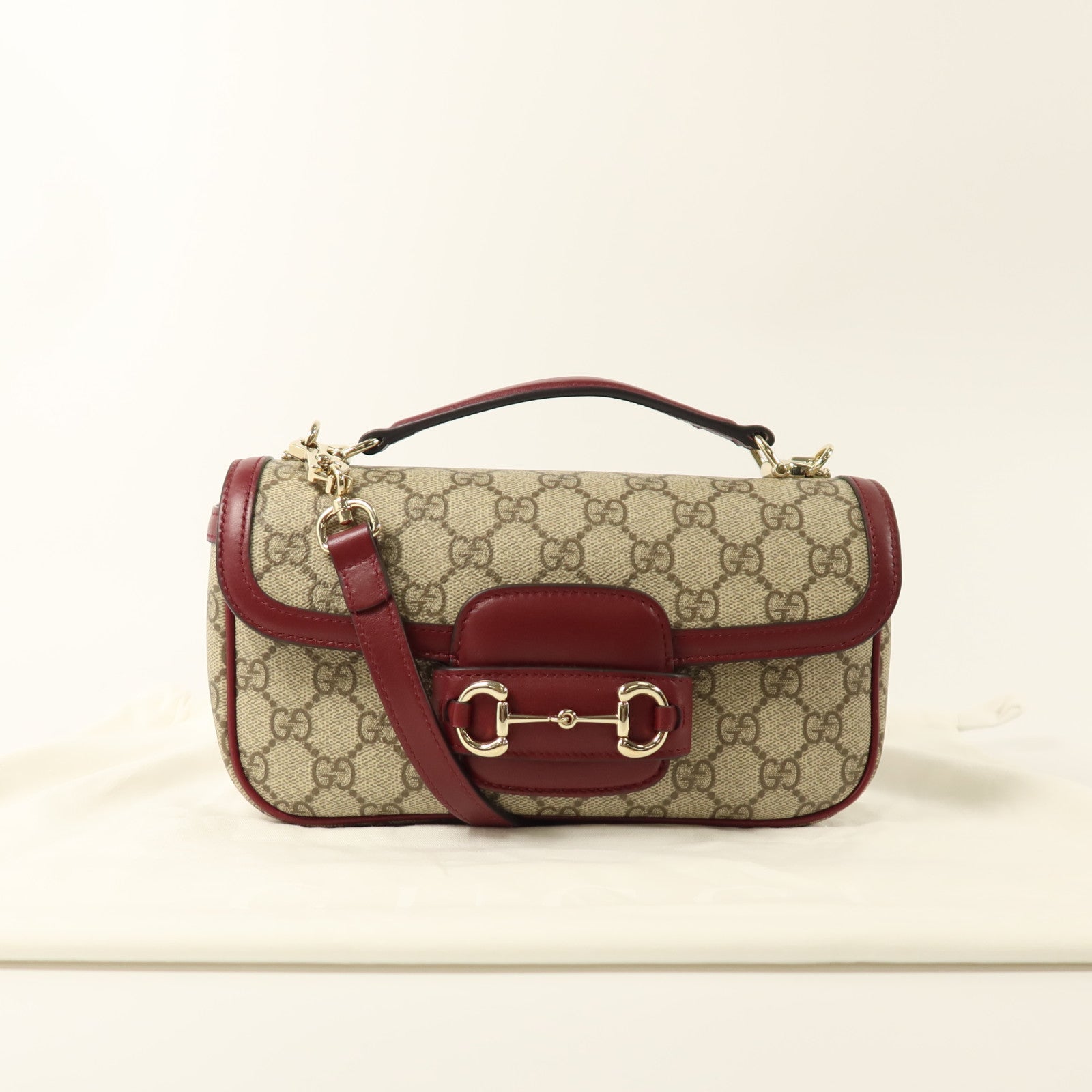 GUCCI GG Supreme Canvas Horsebit 1955 East West金扣手挽肩背兩用袋