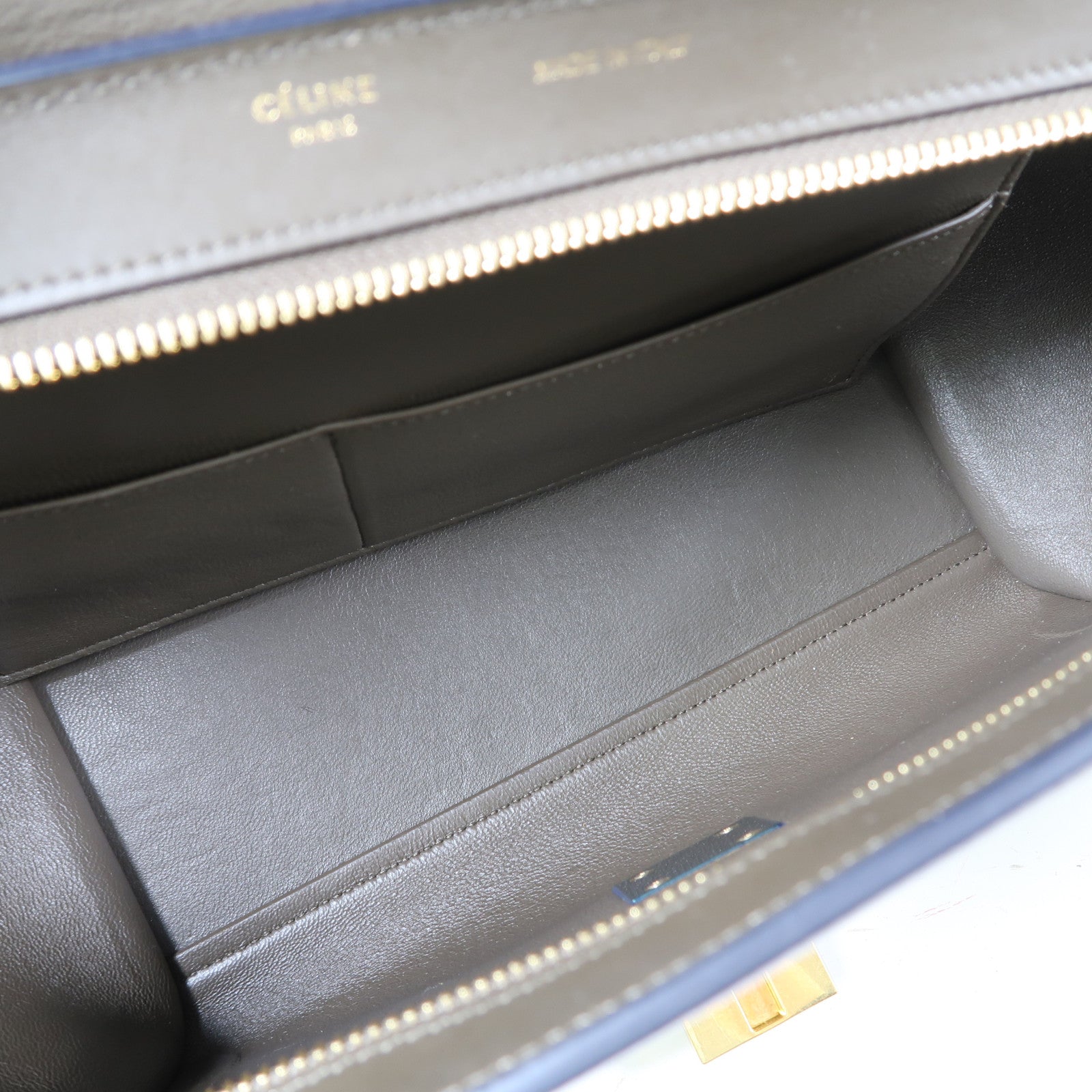 CELINE 牛皮皮革Trapeze金扣手挽肩背兩用袋啡色/灰色