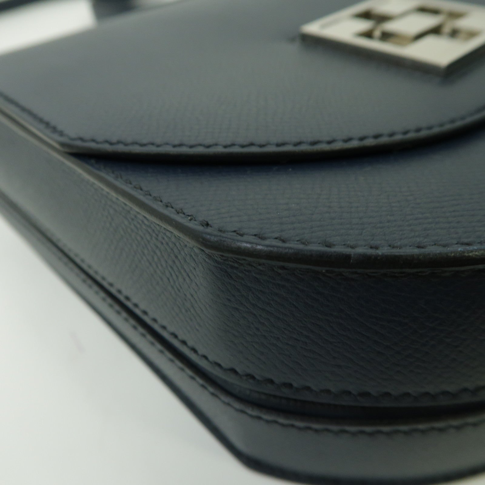 HERMES Epsom皮革Mosaique Au 24銀扣肩背袋靛藍色