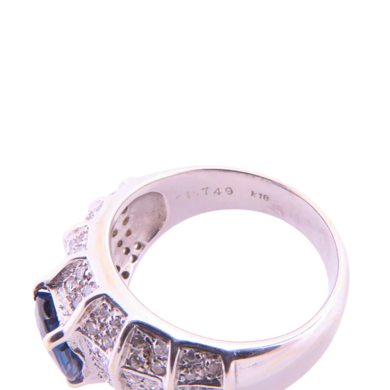 JEWELRY 18K白金/藍寶石/鑽石Sapphire Diamond Ring戒指US#6.5