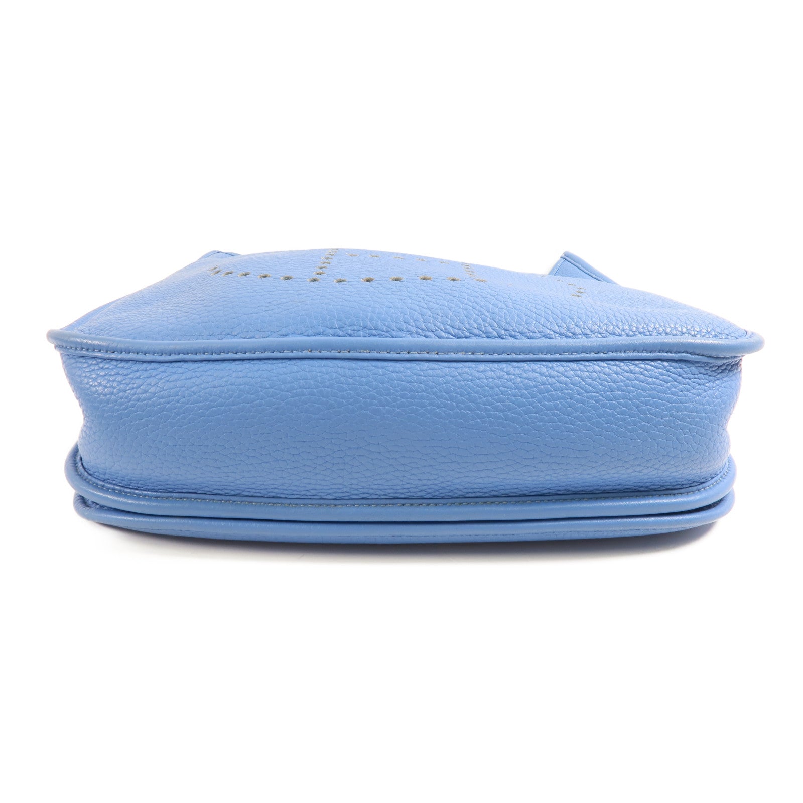 HERMES PHW Evelyne PM Shoulder Bag Taurillon Clemence Leather Bleu Paradis