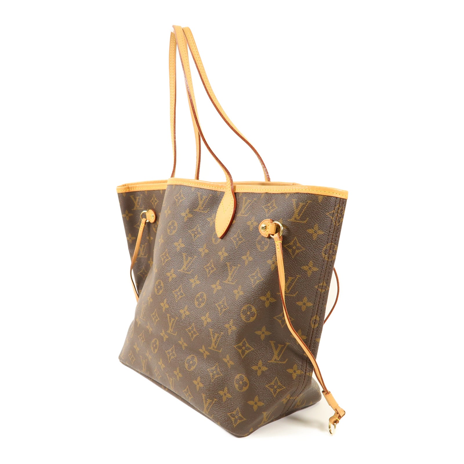 LOUIS VUITTON Monogram Neverfull MM金扣手挽袋