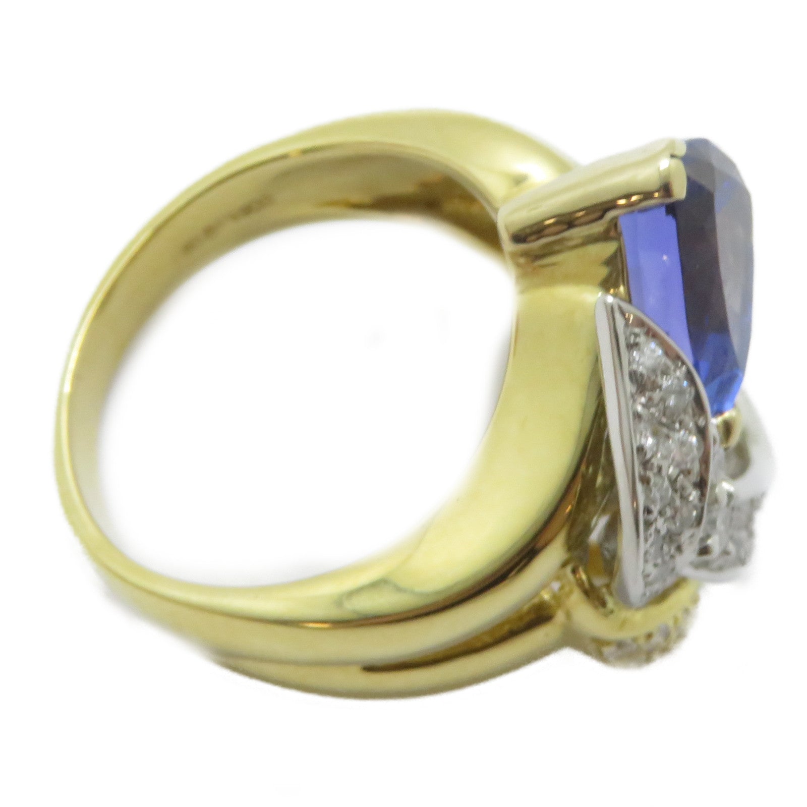 JEWELRY 【激減優惠】18K黃金/PT900鉑金Tanzanite Ring 2.76ct坦桑石/0.45ct鑽石戒指US#6