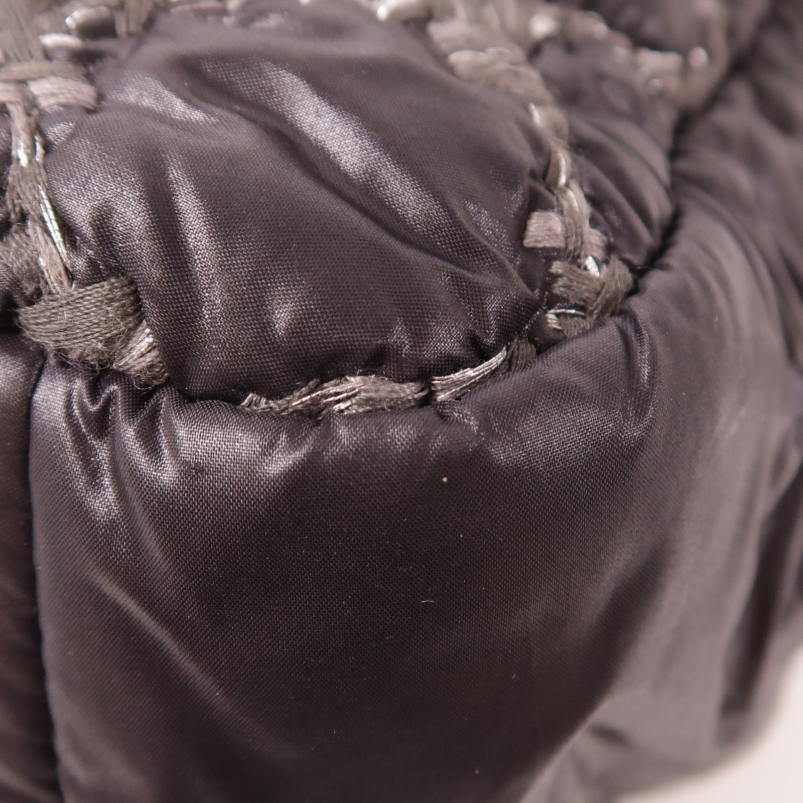 CHANEL 尼龍Chain Shoulder銀扣鏈帶肩背袋