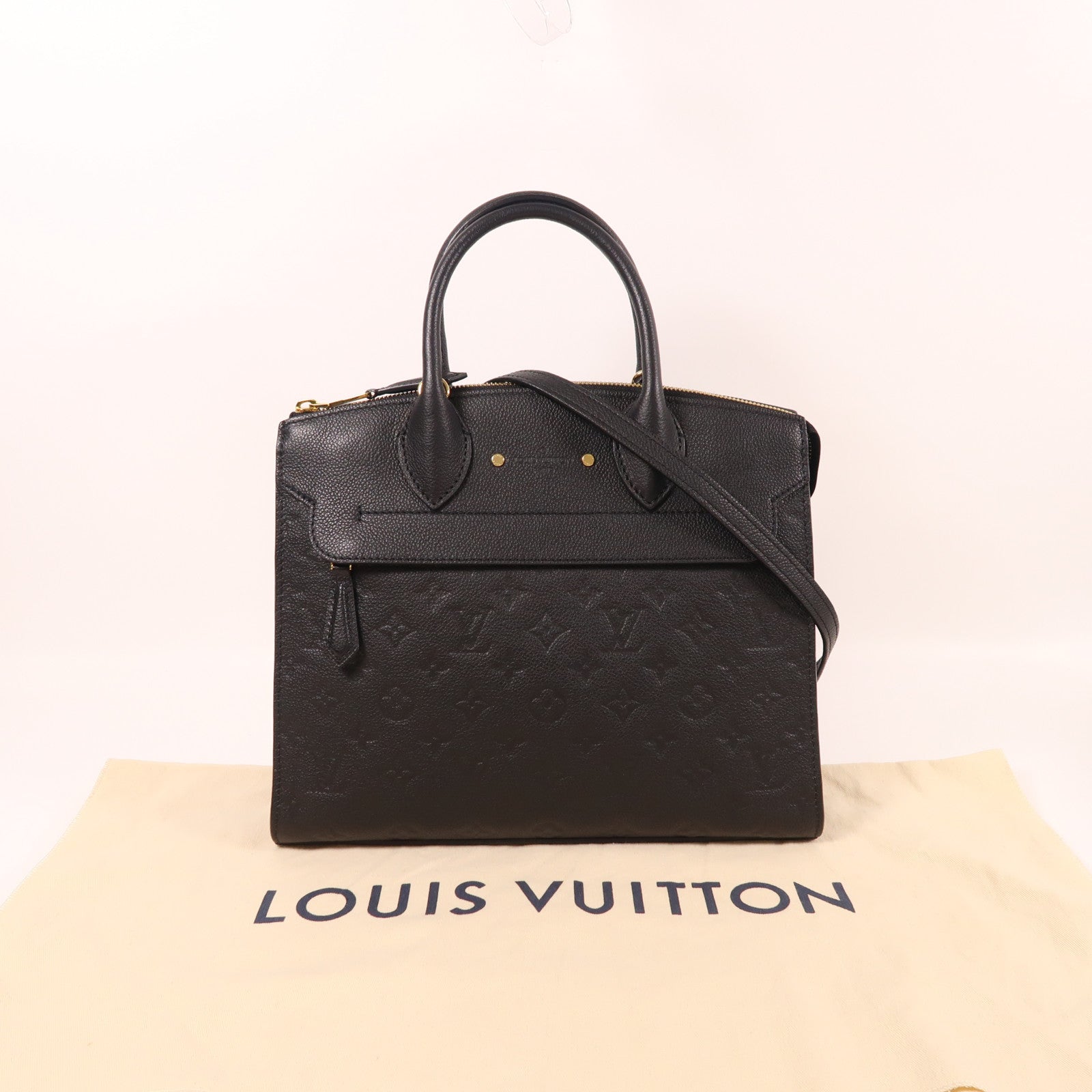 LOUIS VUITTON LV GHW Pont Neuf MM 2 Way Bag M42817 Monogram Empreinte Black