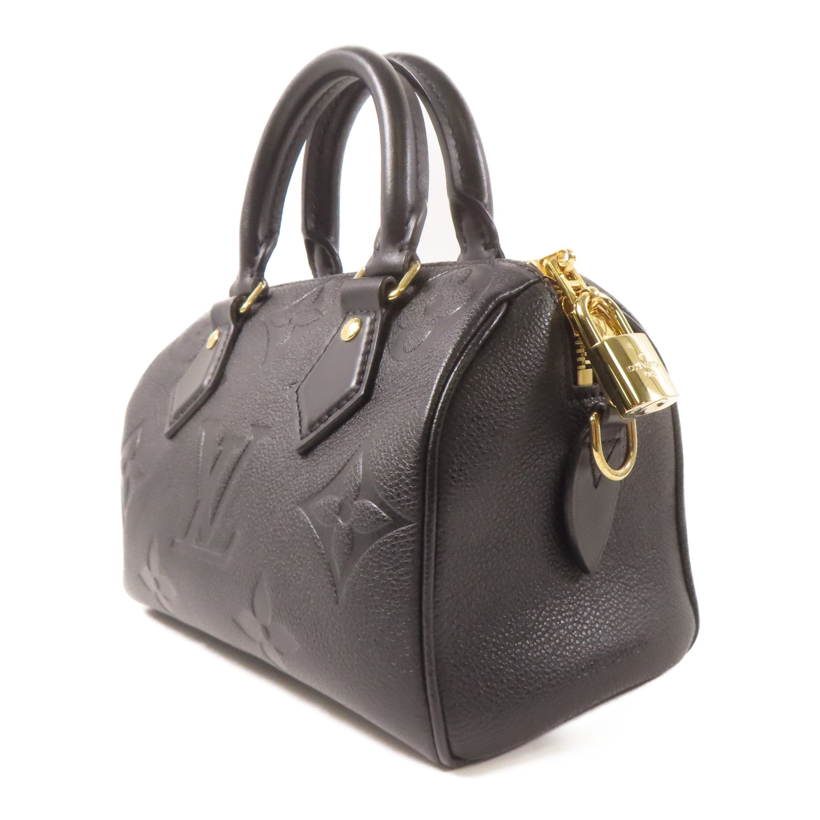 LOUIS VUITTON Monogram Empreinte Speedy Bandouliere 20金扣手挽肩背兩用袋黑色