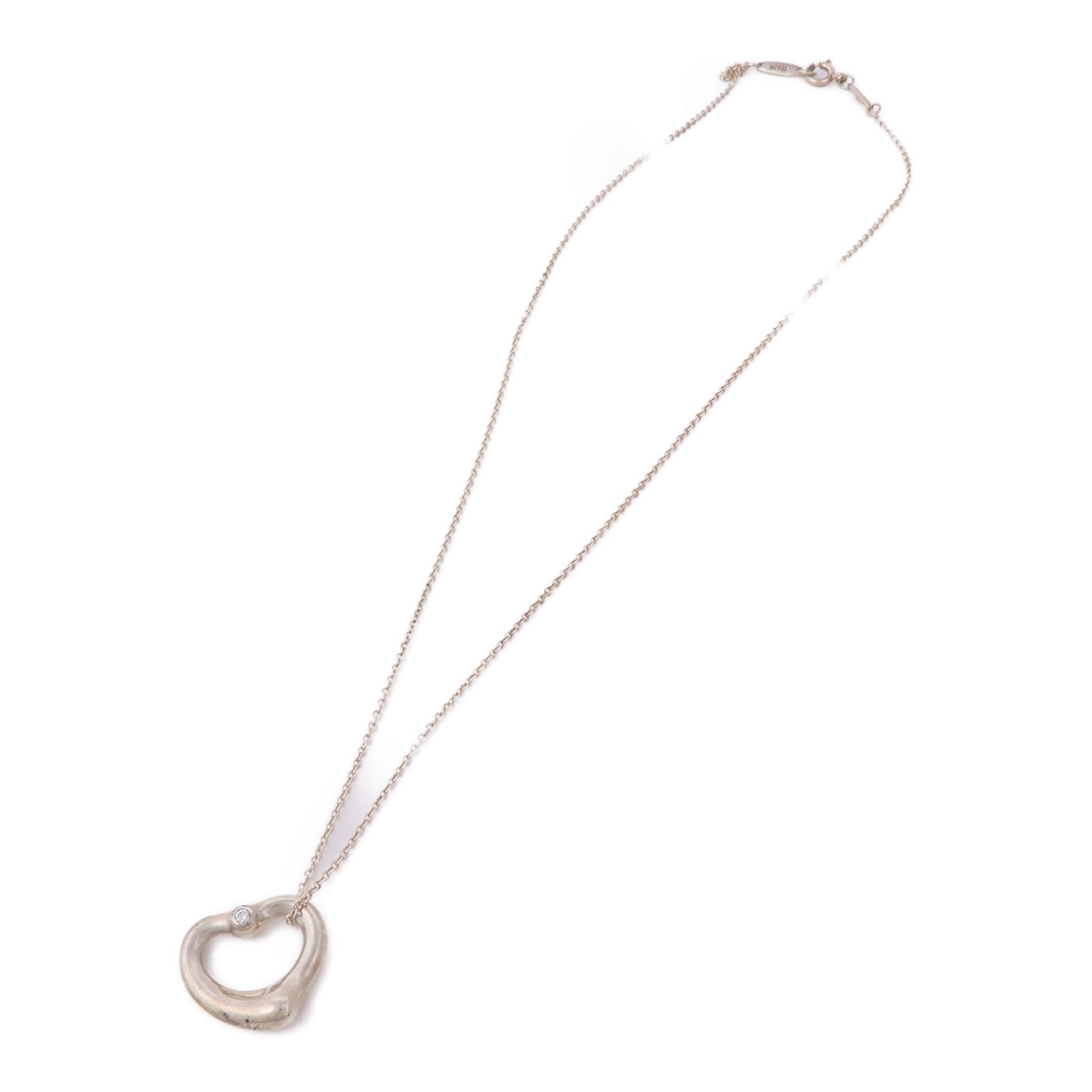 TIFFANY＆CO 925純銀Peretti Heart Necklace鑽石項鍊