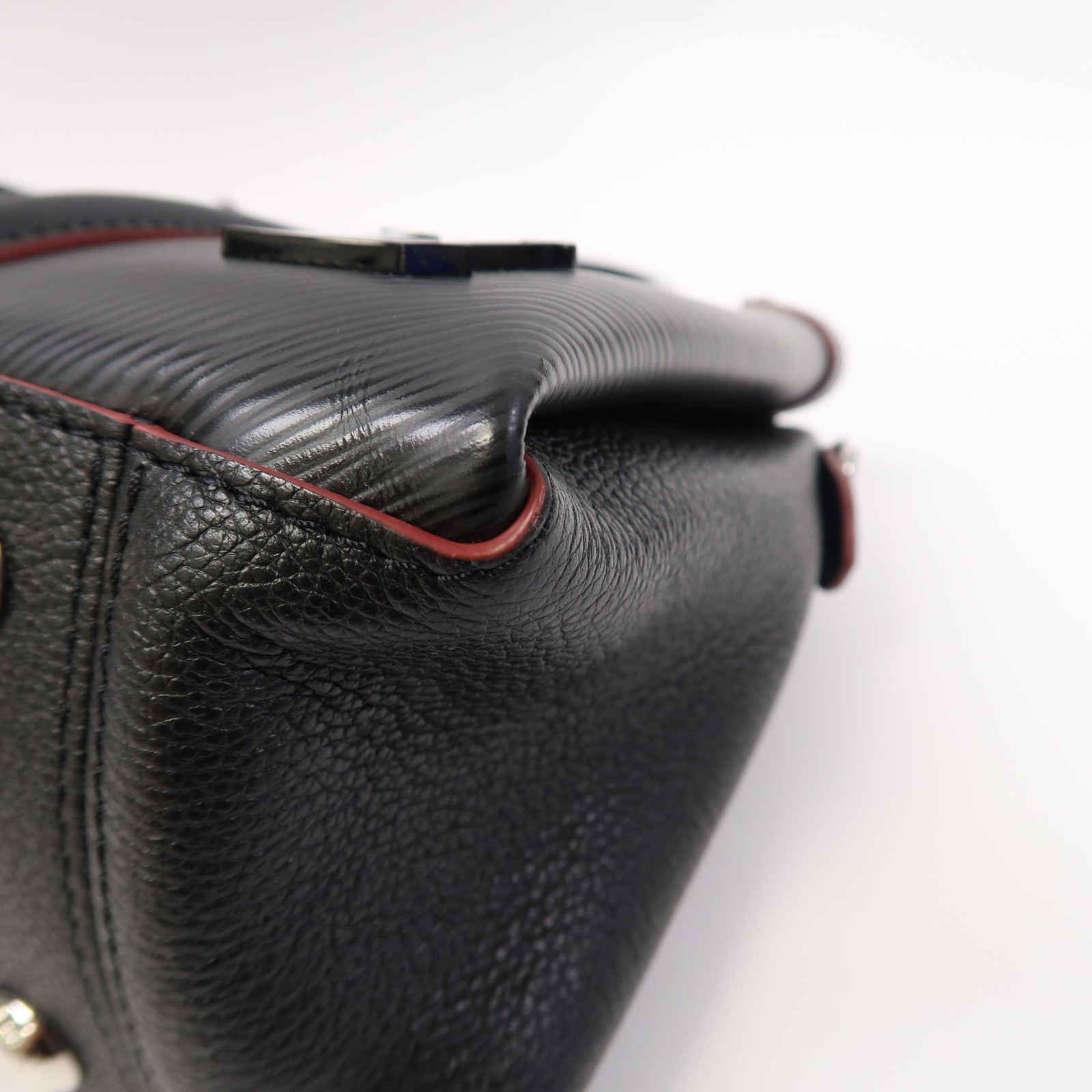 LOUIS VUITTON Epi Soufflot BB銀扣手挽肩背兩用袋黑色