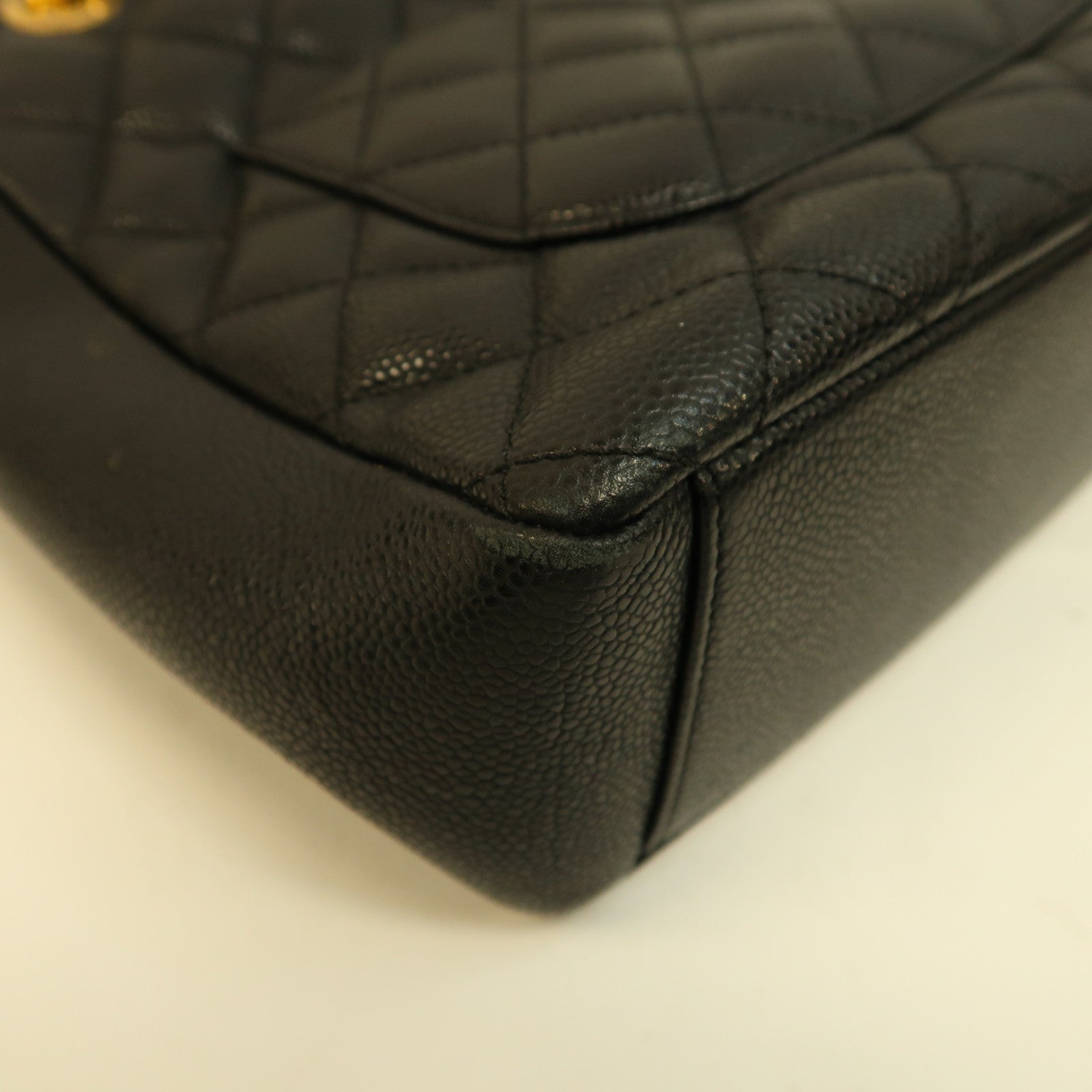 CHANEL 菱格Caviar皮革PST Petite Shopping Tote Bag金扣鏈帶手挽袋黑色