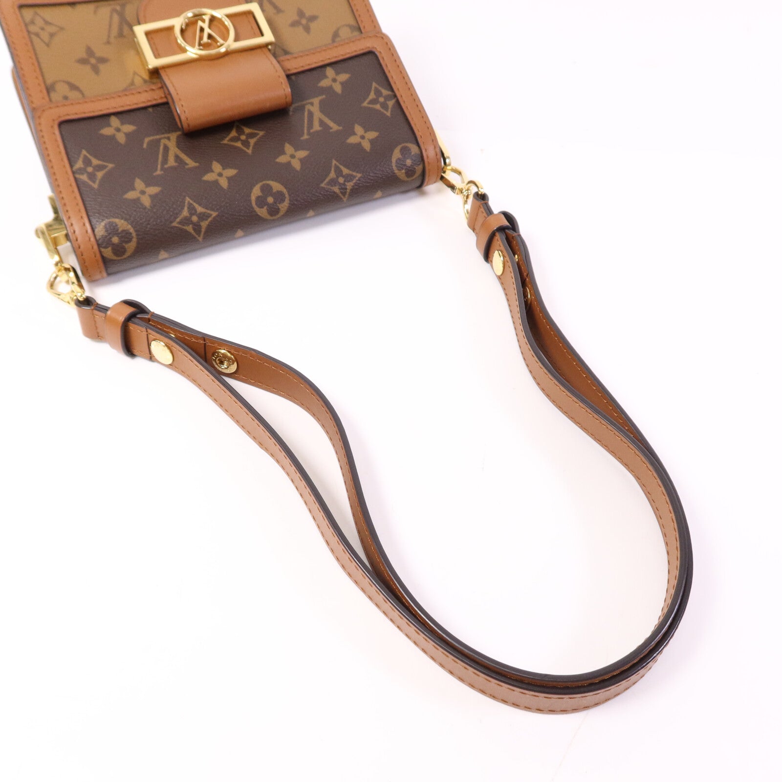 LOUIS VUITTON 【激減優惠】Monogram Reverse Mini Dauphine 金扣肩背袋