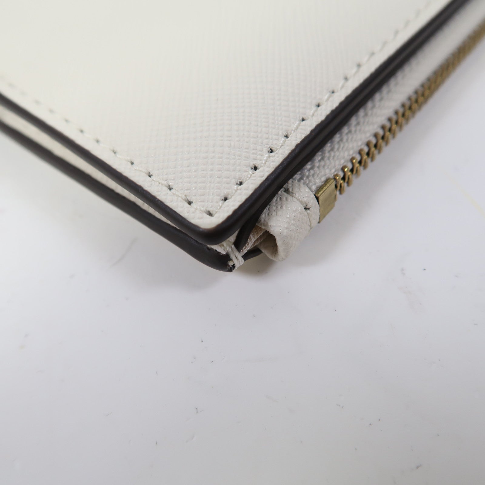Tory Burch 牛皮皮革Zipper Long Wallet金扣長錢包白色