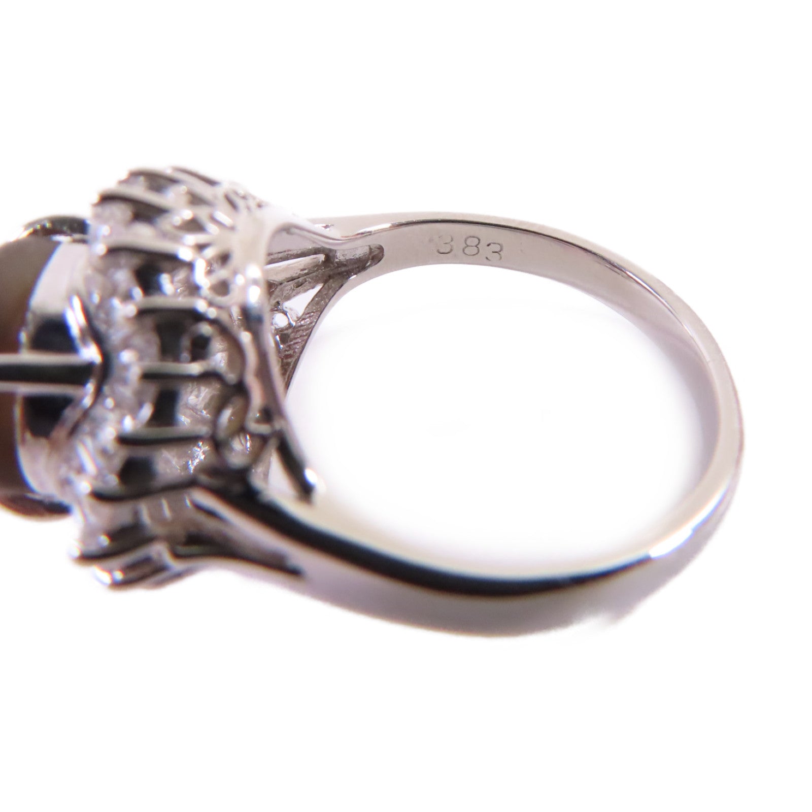 JEWELRY PT900鉑金/3.83ct貓眼石/0.85ct鑽石Cat's Eye Diamond Ring 戒指US#5
