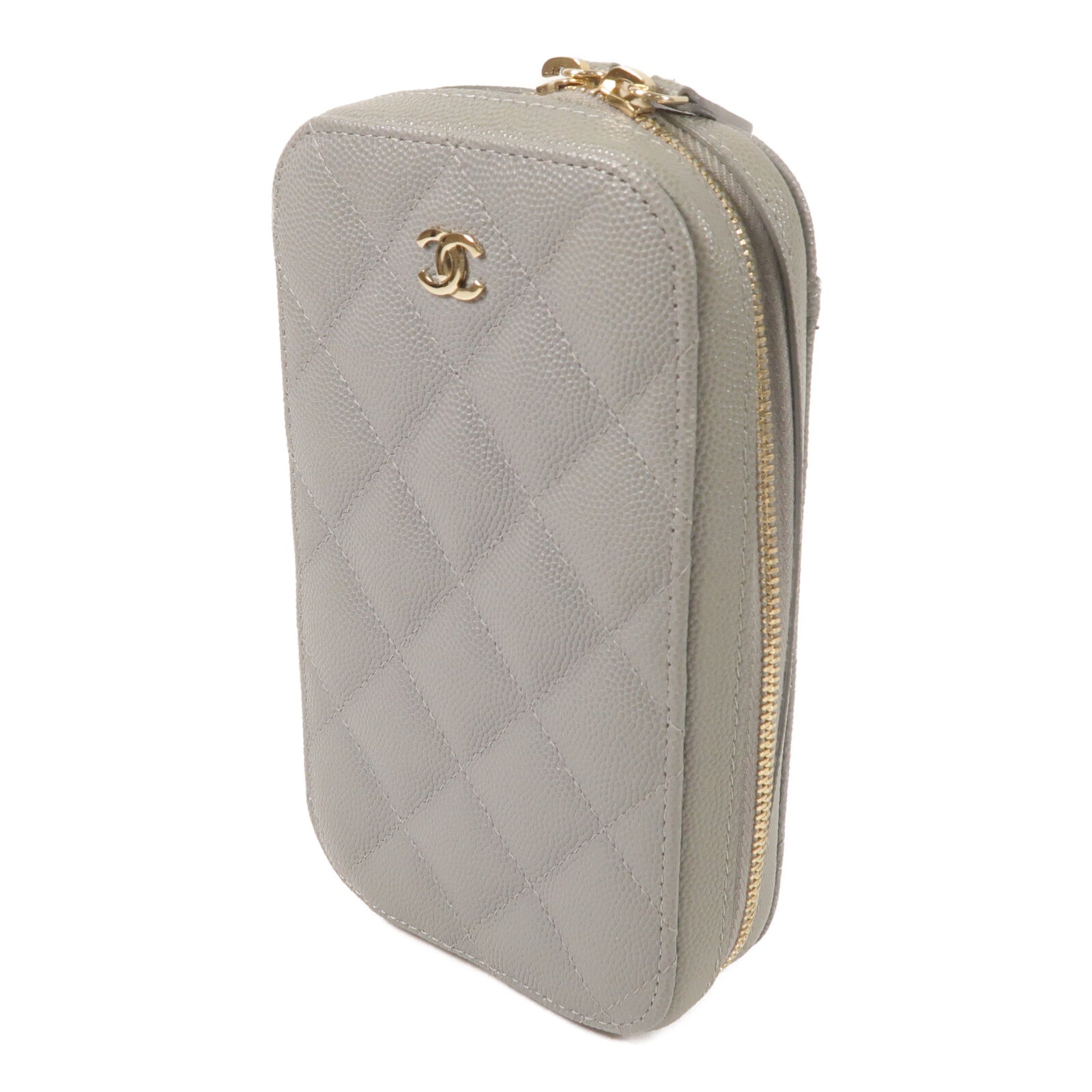 CHANEL 【激減優惠】牛皮皮革Phone Bag金扣鏈帶肩背袋