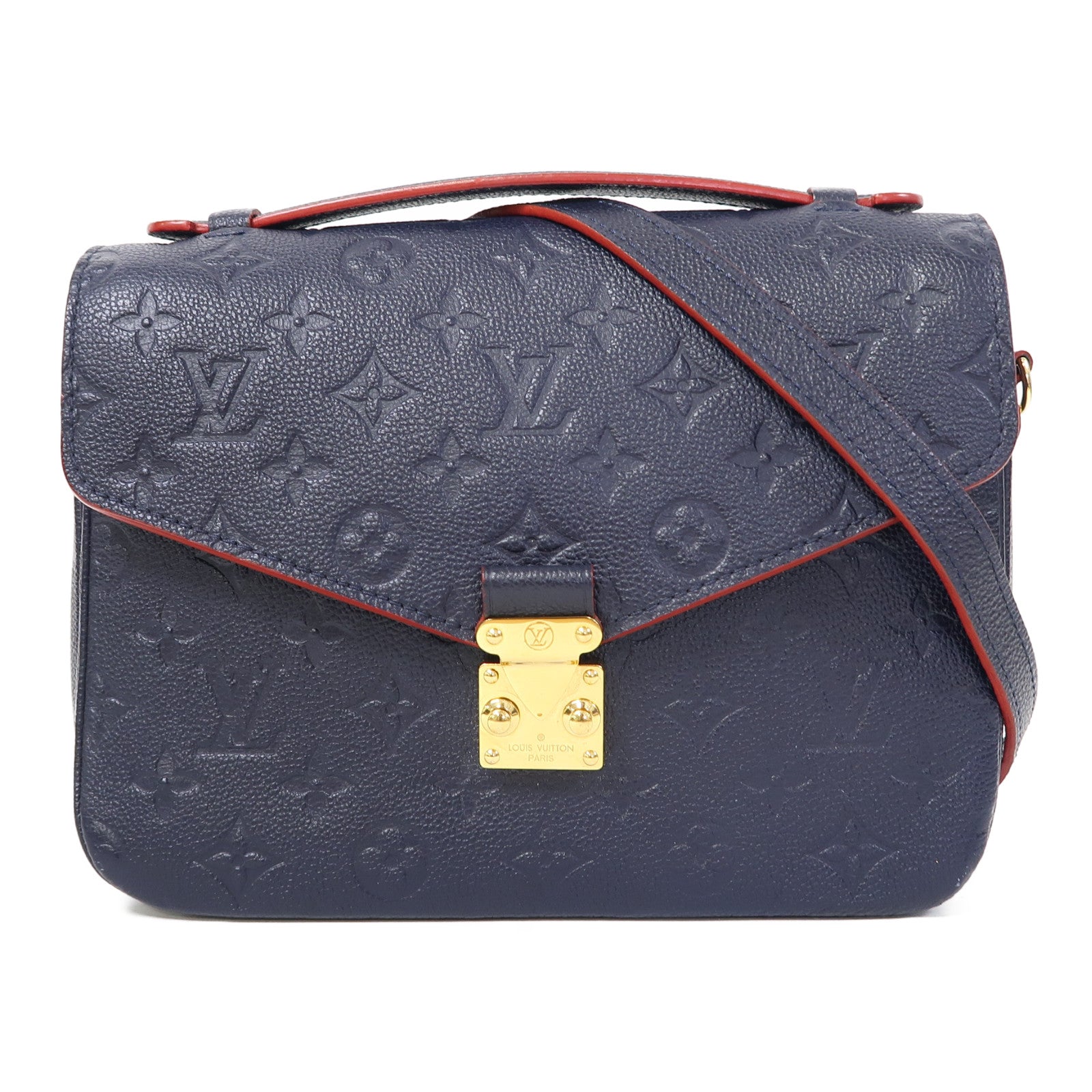 LOUIS VUITTON Monogram Empreinte Pochette Metis金扣手挽肩背兩用袋藍色
